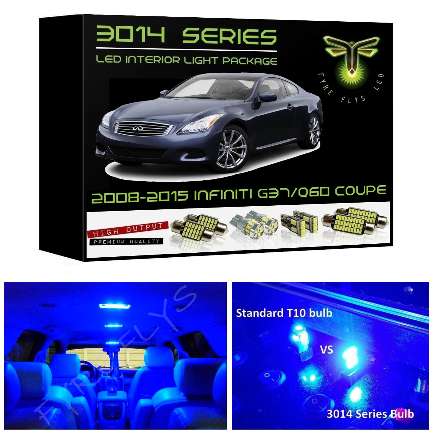 2008-2015 Infiniti G37/Q60 Coupe Super Bright 3014 Series LED interior light kit
