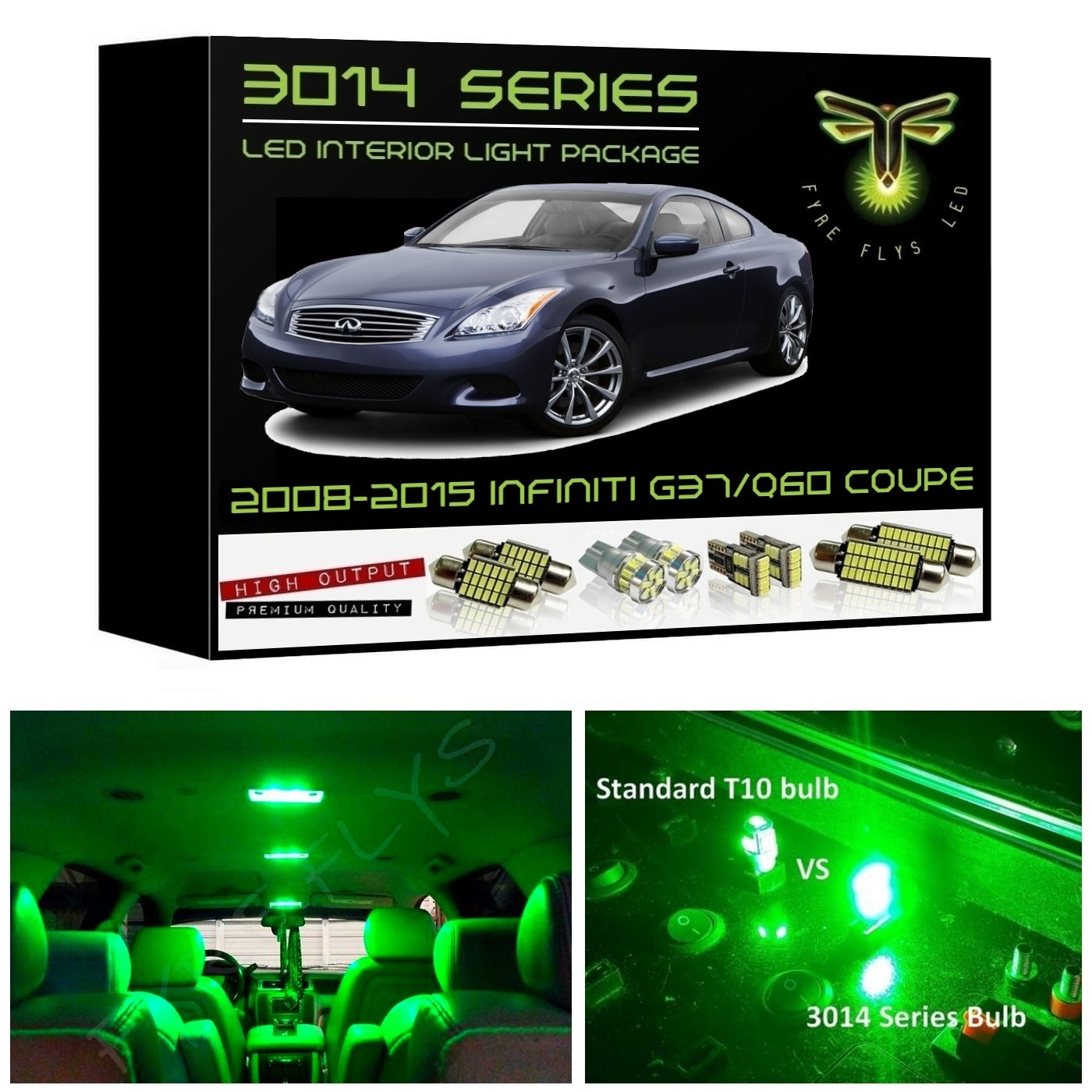 2008-2015 Infiniti G37/Q60 Coupe Super Bright 3014 Series LED interior light kit