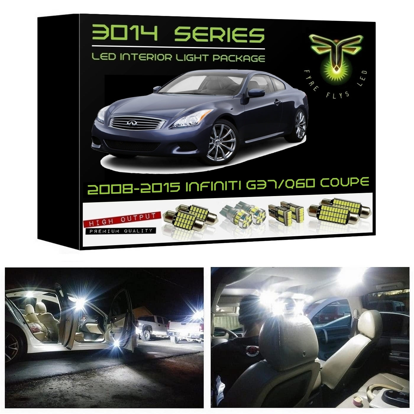 2008-2015 Infiniti G37/Q60 Coupe Super Bright 3014 Series LED interior light kit