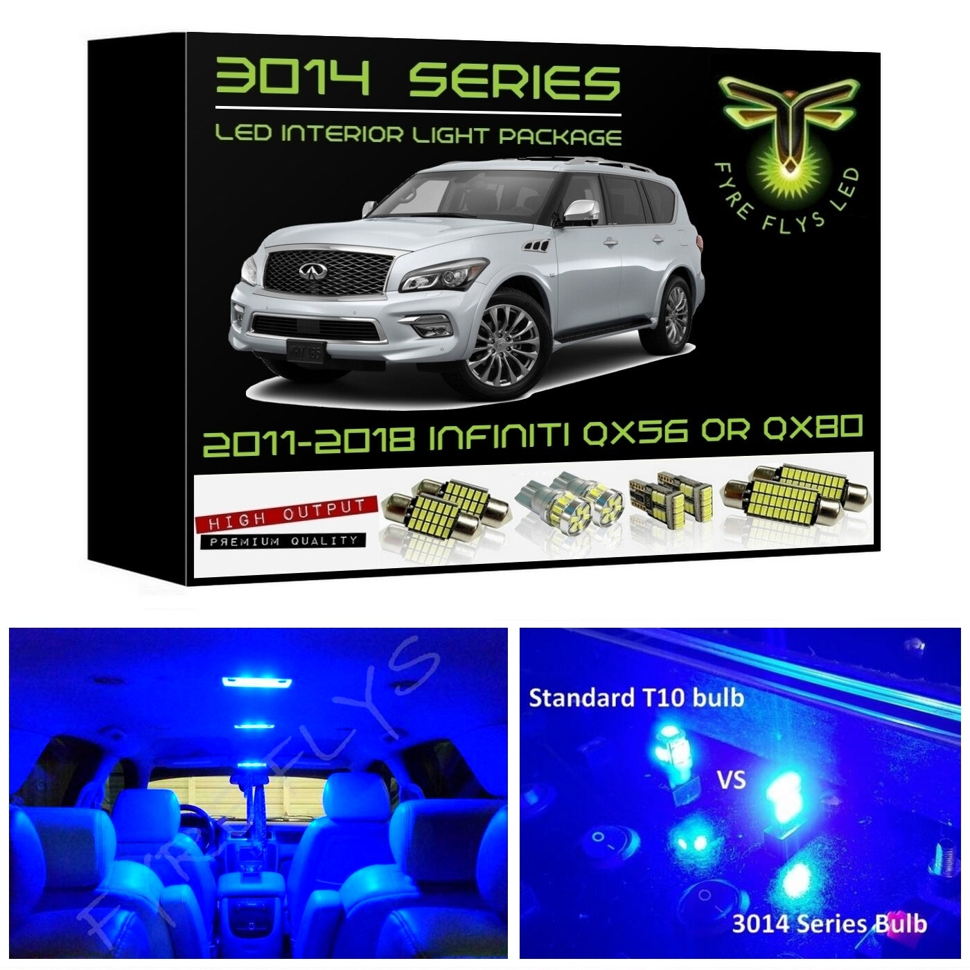 2011-2018 Infiniti QX56/QX80 Super Bright LED interior light kit 3014 Series