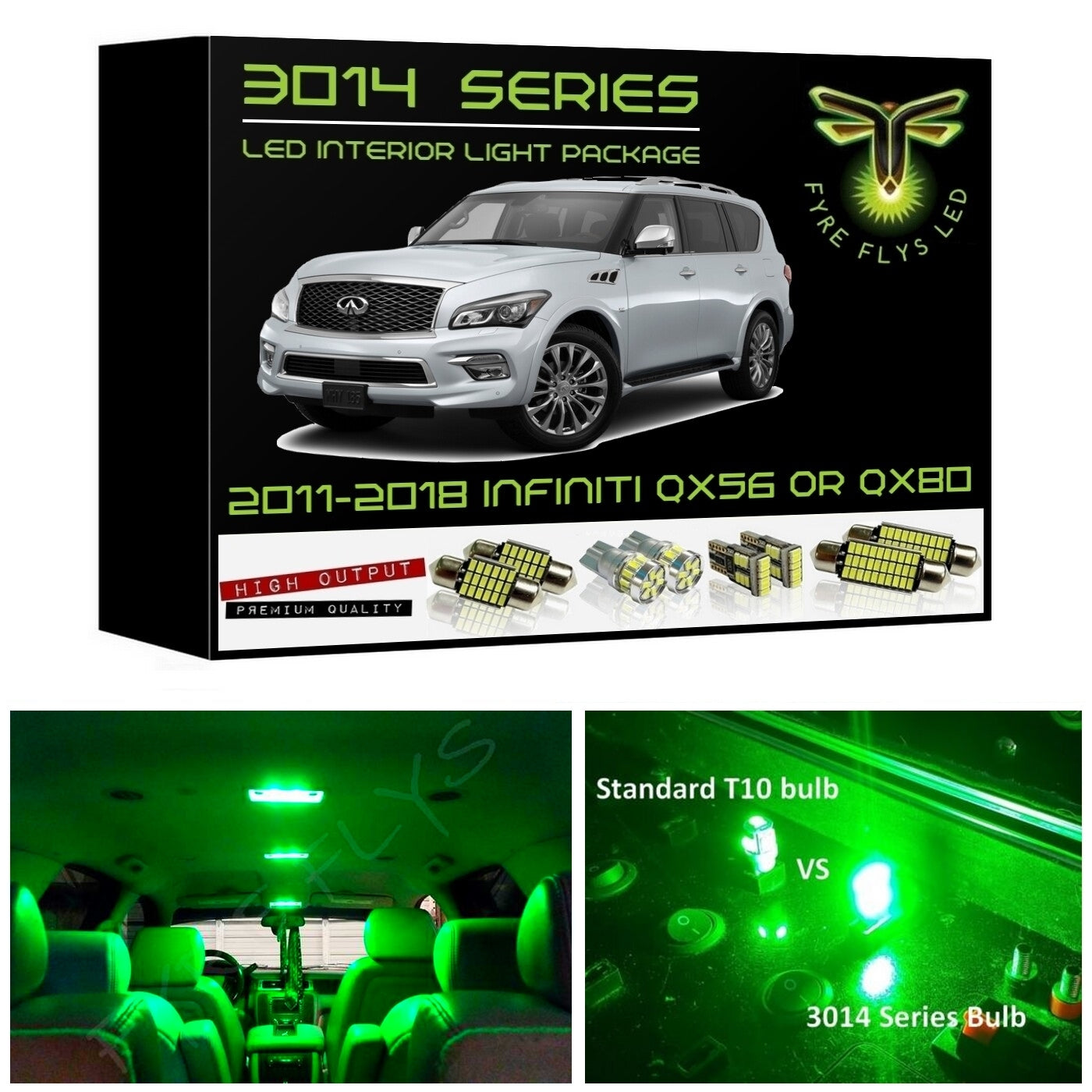 2011-2018 Infiniti QX56/QX80 Super Bright LED interior light kit 3014 Series