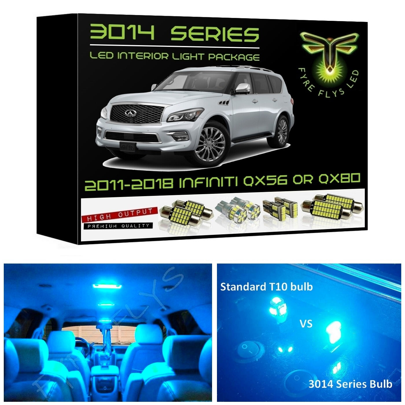 2011-2018 Infiniti QX56/QX80 Super Bright LED interior light kit 3014 Series
