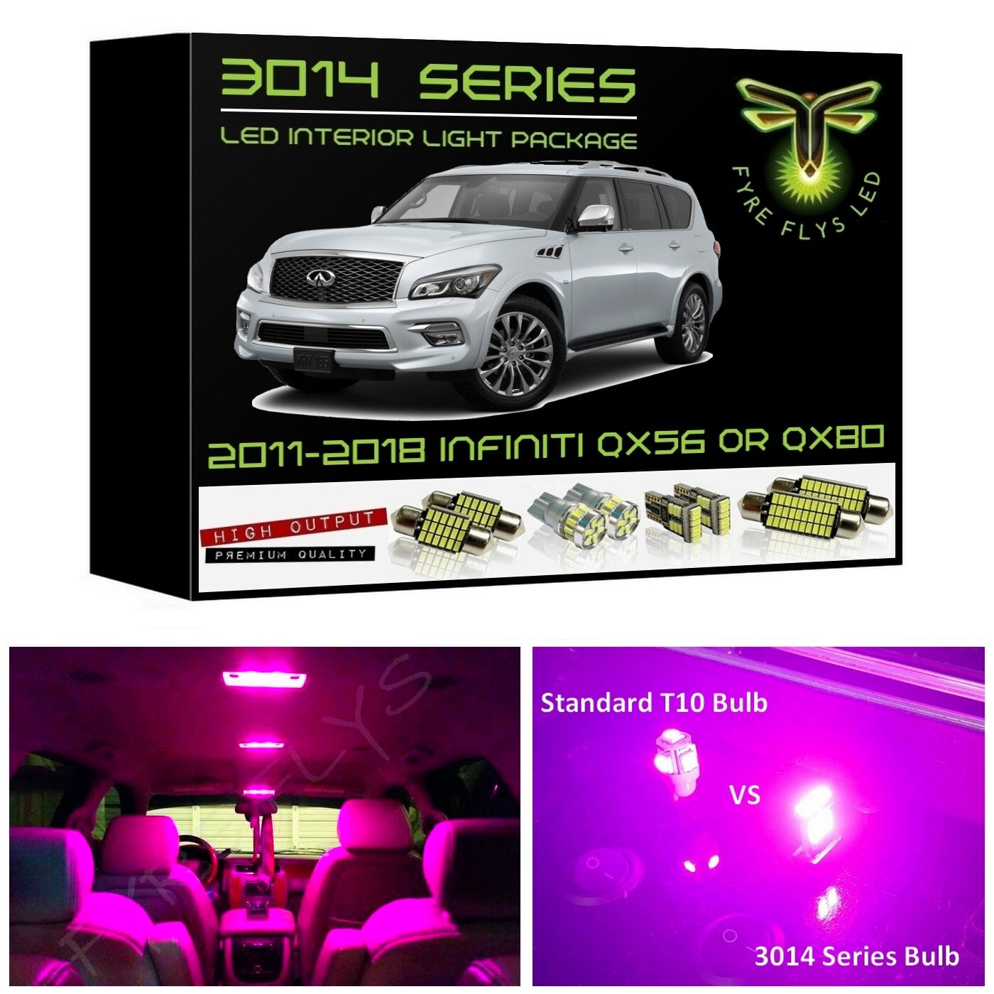 2011-2018 Infiniti QX56/QX80 Super Bright LED interior light kit 3014 Series