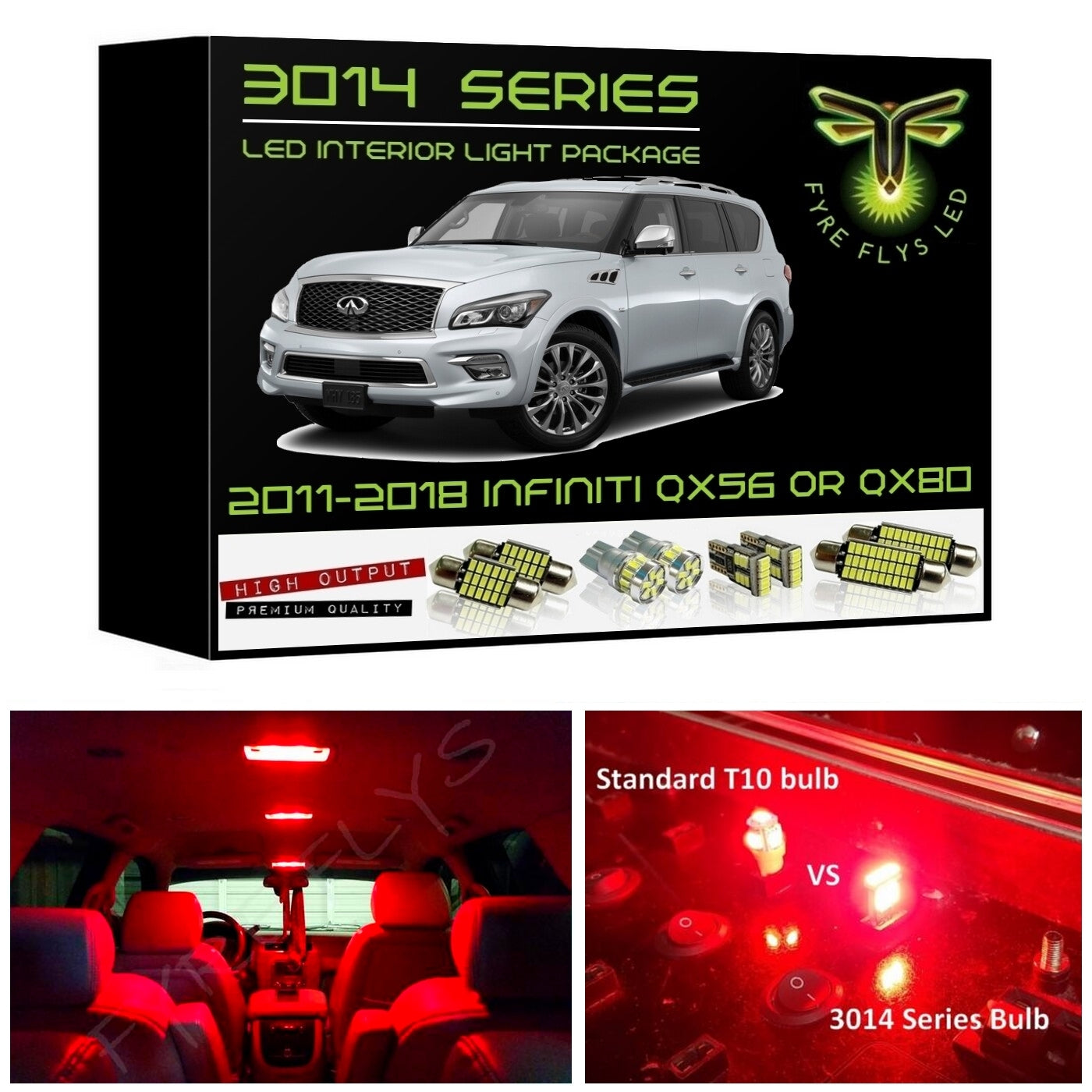 2011-2018 Infiniti QX56/QX80 Super Bright LED interior light kit 3014 Series