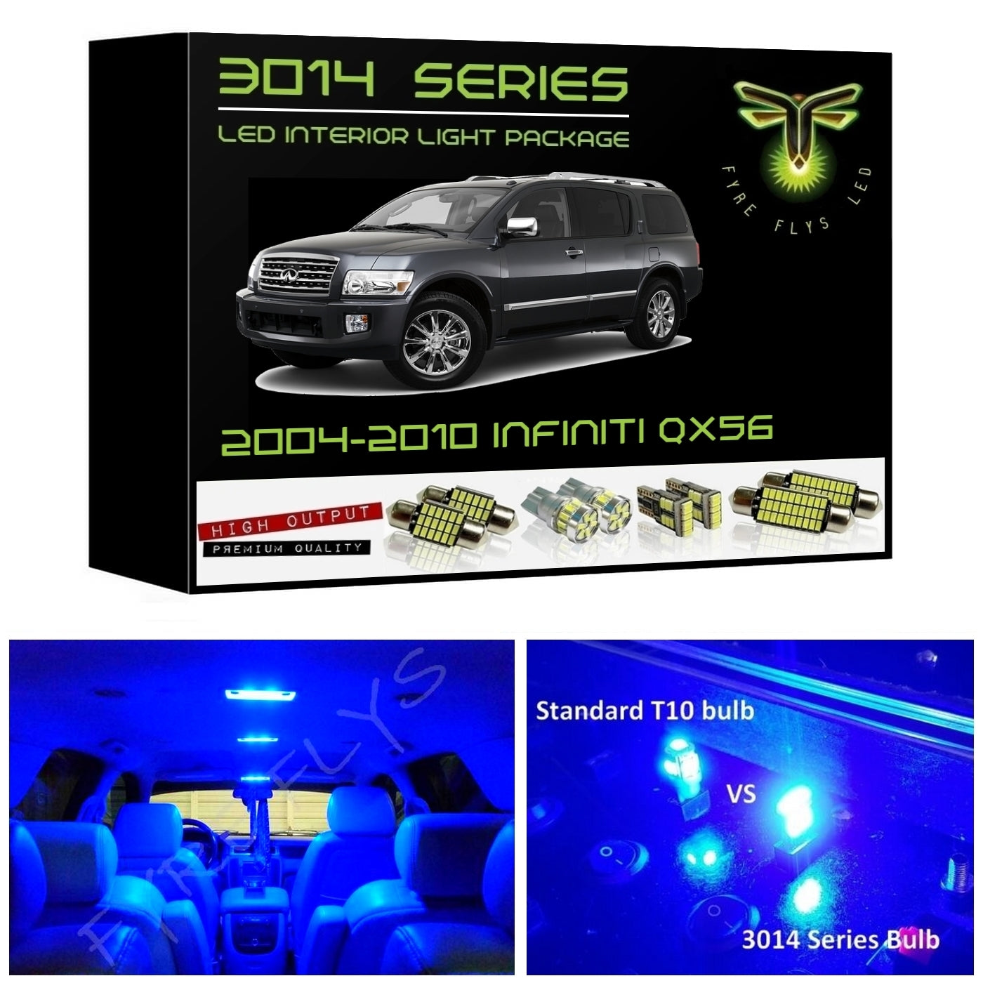 2004-2010 Infiniti QX56 Super Bright LED interior light kit 3014 Series