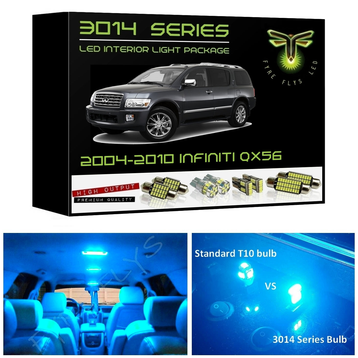 2004-2010 Infiniti QX56 Super Bright LED interior light kit 3014 Series