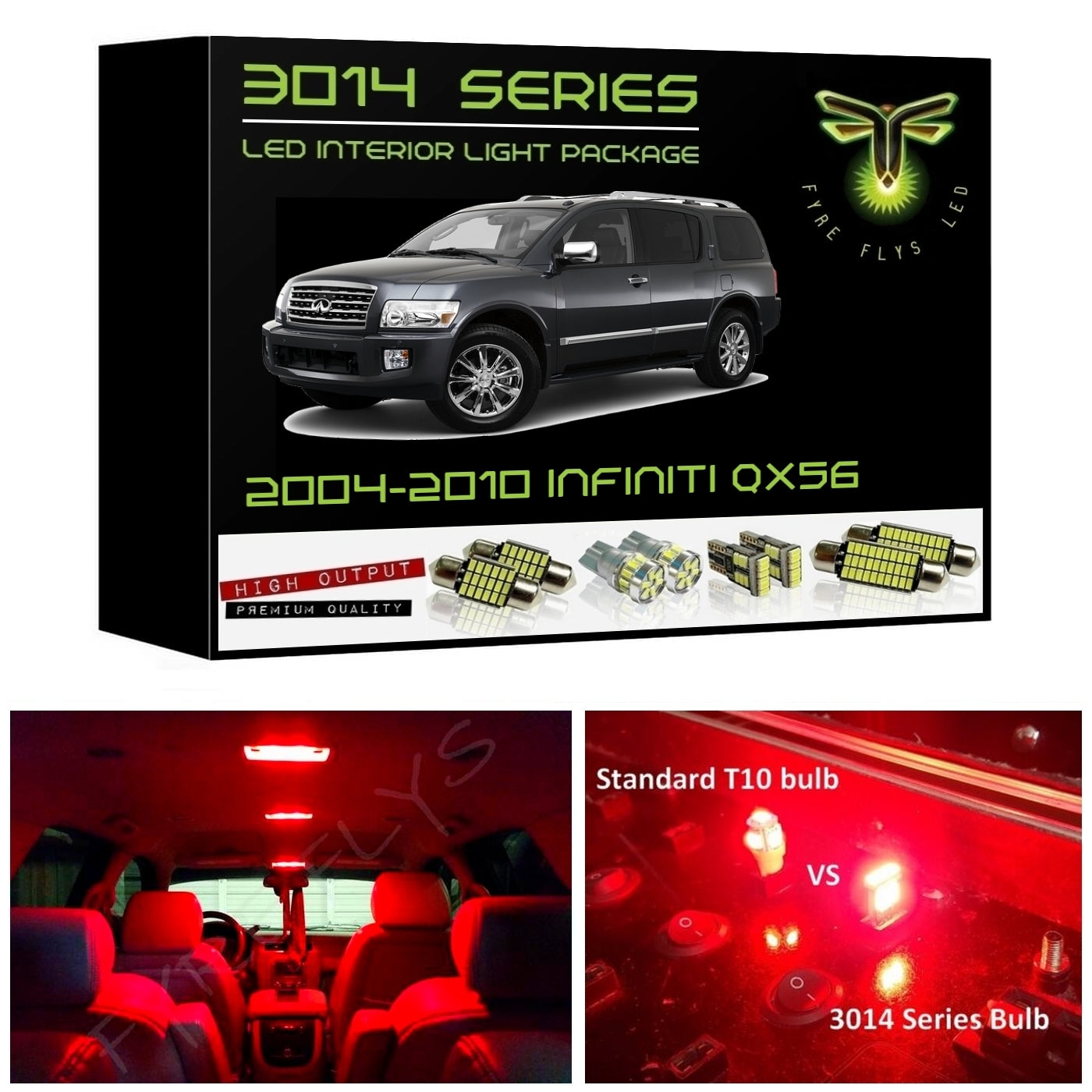 2004-2010 Infiniti QX56 Super Bright LED interior light kit 3014 Series
