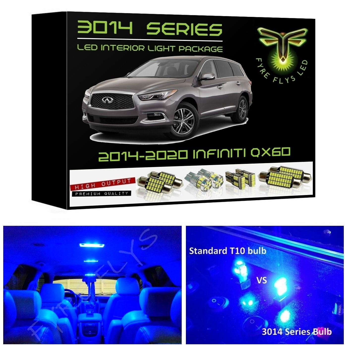 2014-2020 Infiniti QX60 Super Bright LED interior light kit 3014 Series