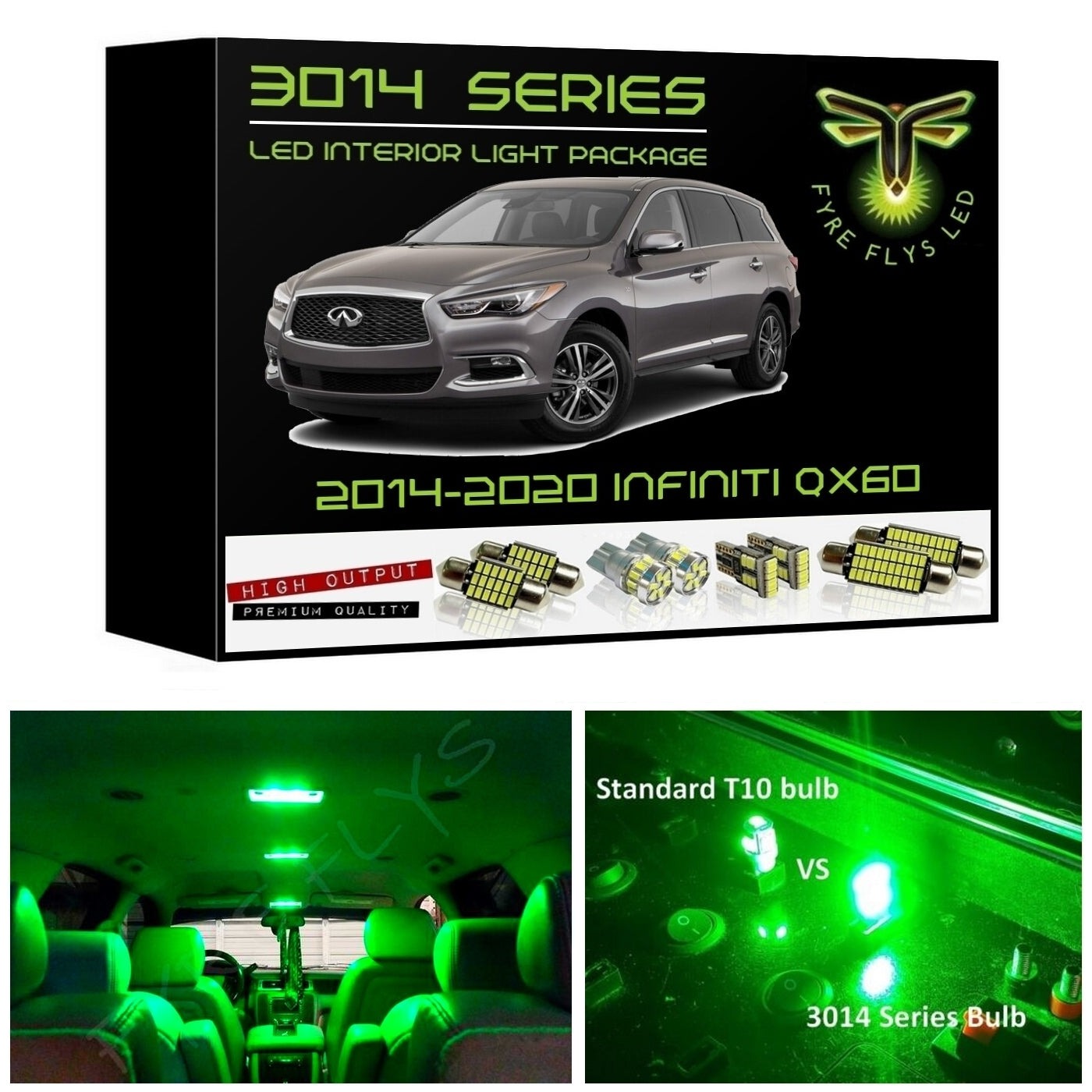 2014-2020 Infiniti QX60 Super Bright LED interior light kit 3014 Series