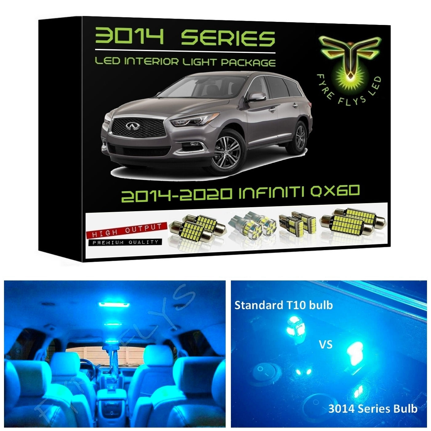 2014-2020 Infiniti QX60 Super Bright LED interior light kit 3014 Series