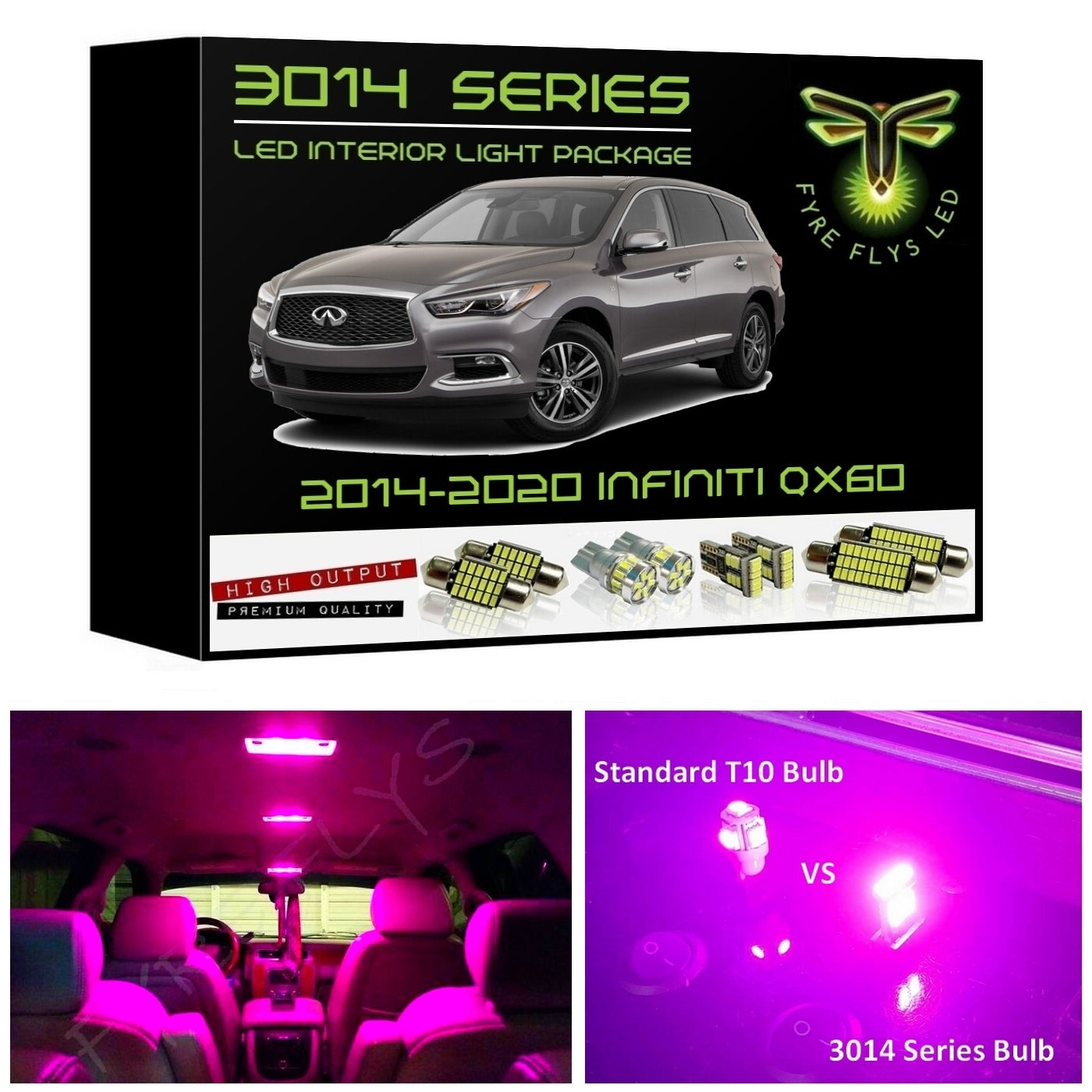 2014-2020 Infiniti QX60 Super Bright LED interior light kit 3014 Series