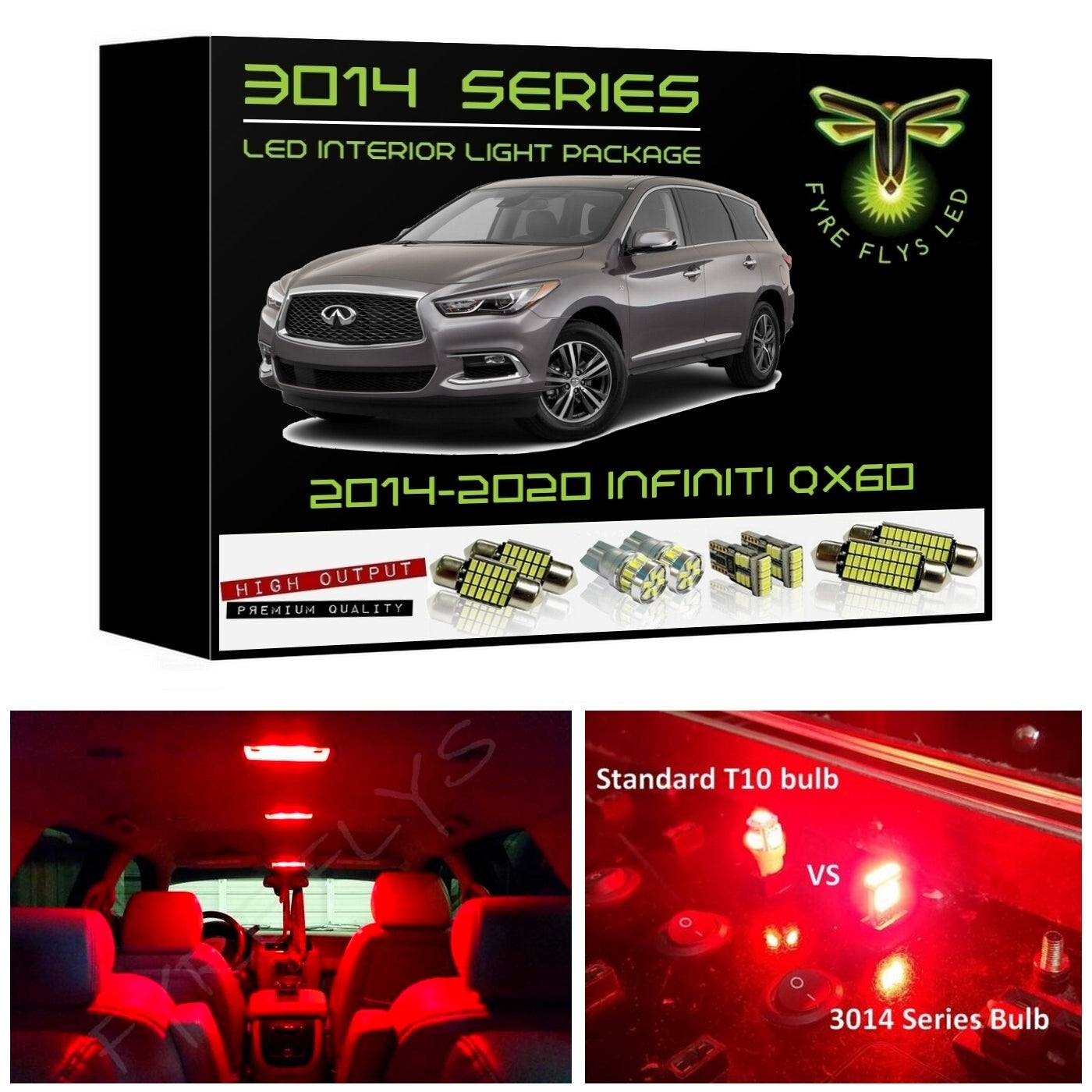 2014-2020 Infiniti QX60 Super Bright LED interior light kit 3014 Series