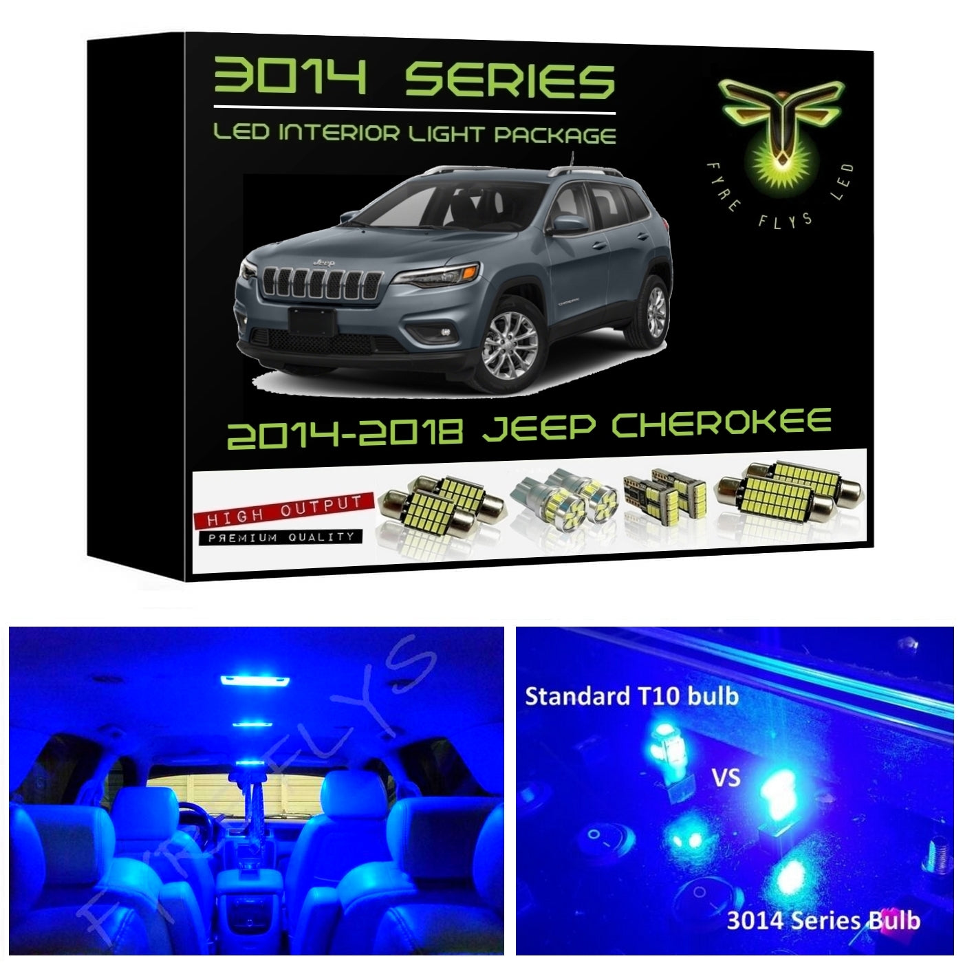 2014-2018 Jeep Cherokee Ultra Bright 3014 Series LED interior light kit