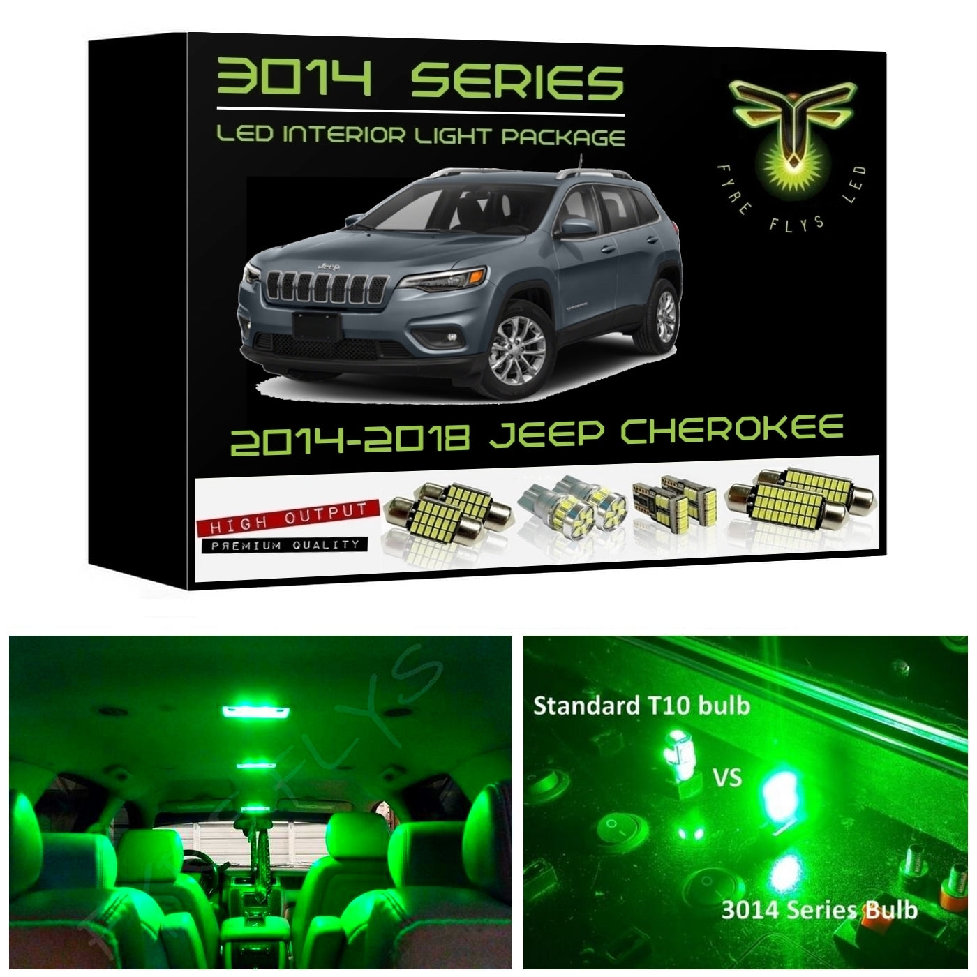 2014-2018 Jeep Cherokee Ultra Bright 3014 Series LED interior light kit