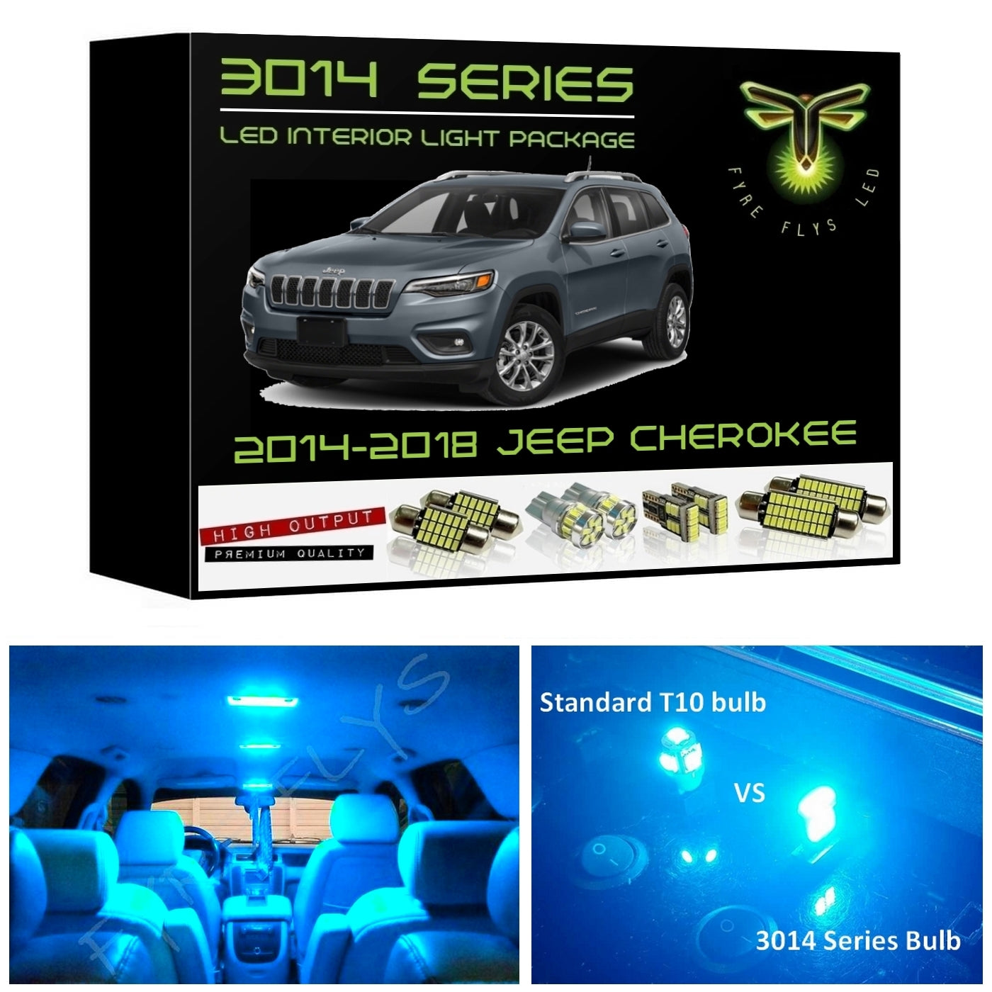 2014-2018 Jeep Cherokee Ultra Bright 3014 Series LED interior light kit