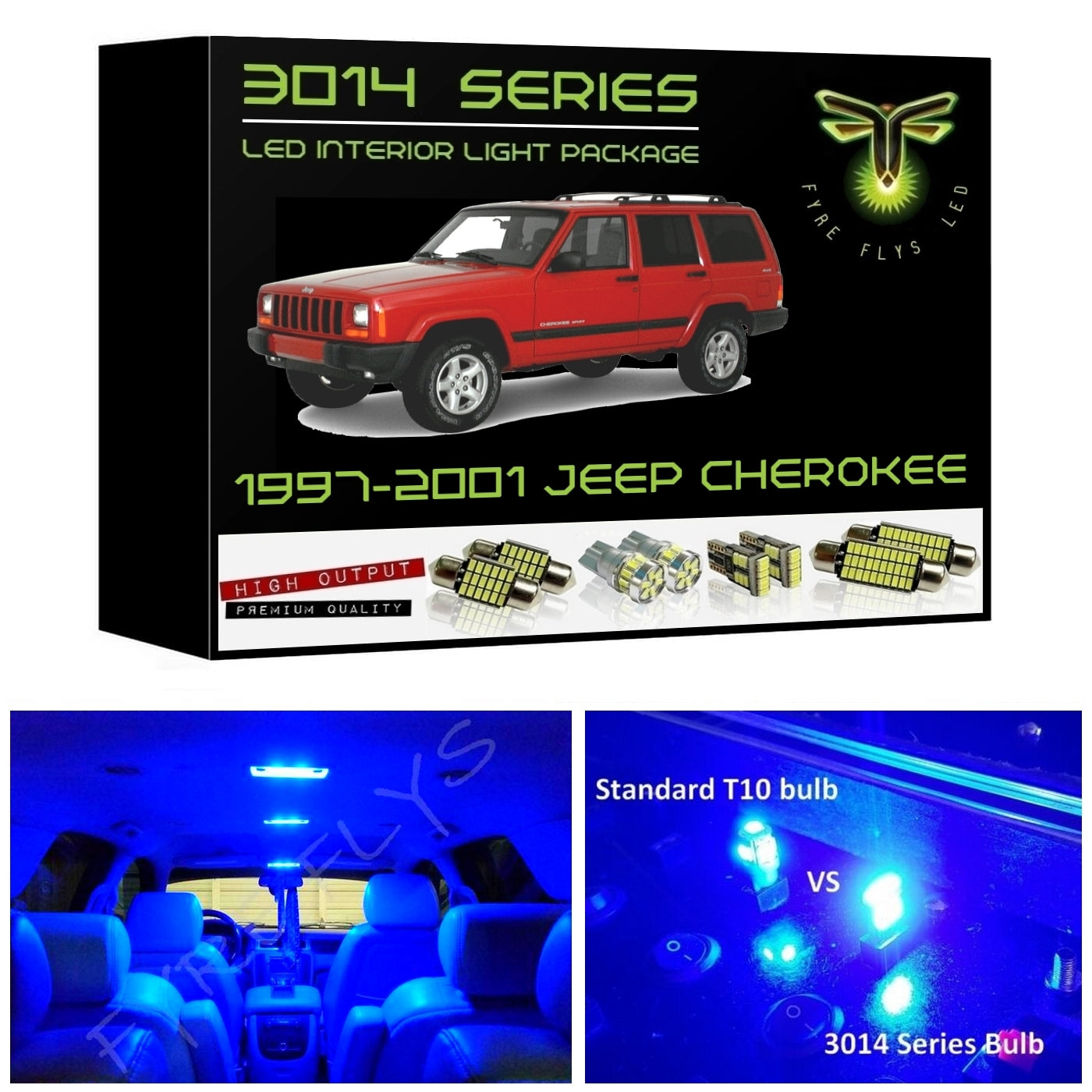 1997-2001 Jeep Cherokee XJ Super Bright 3014 Series LED interior light kit