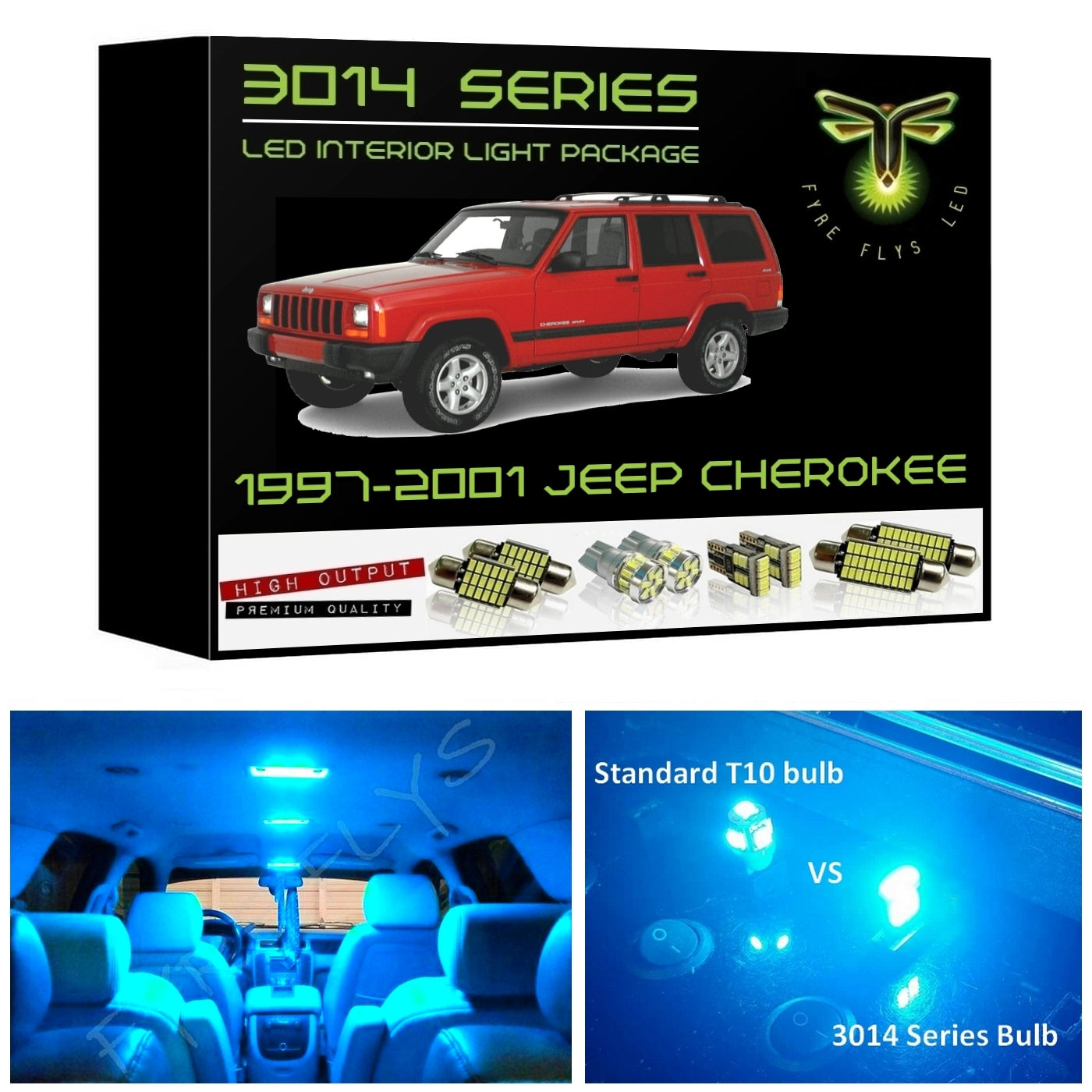 1997-2001 Jeep Cherokee XJ Super Bright 3014 Series LED interior light kit