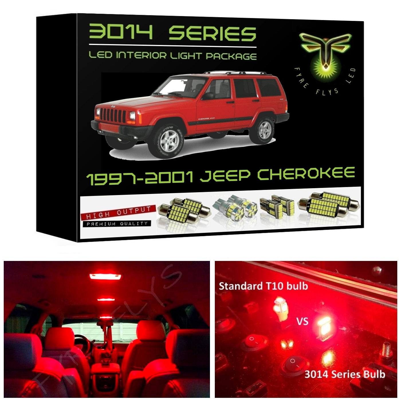 1997-2001 Jeep Cherokee XJ Super Bright 3014 Series LED interior light kit