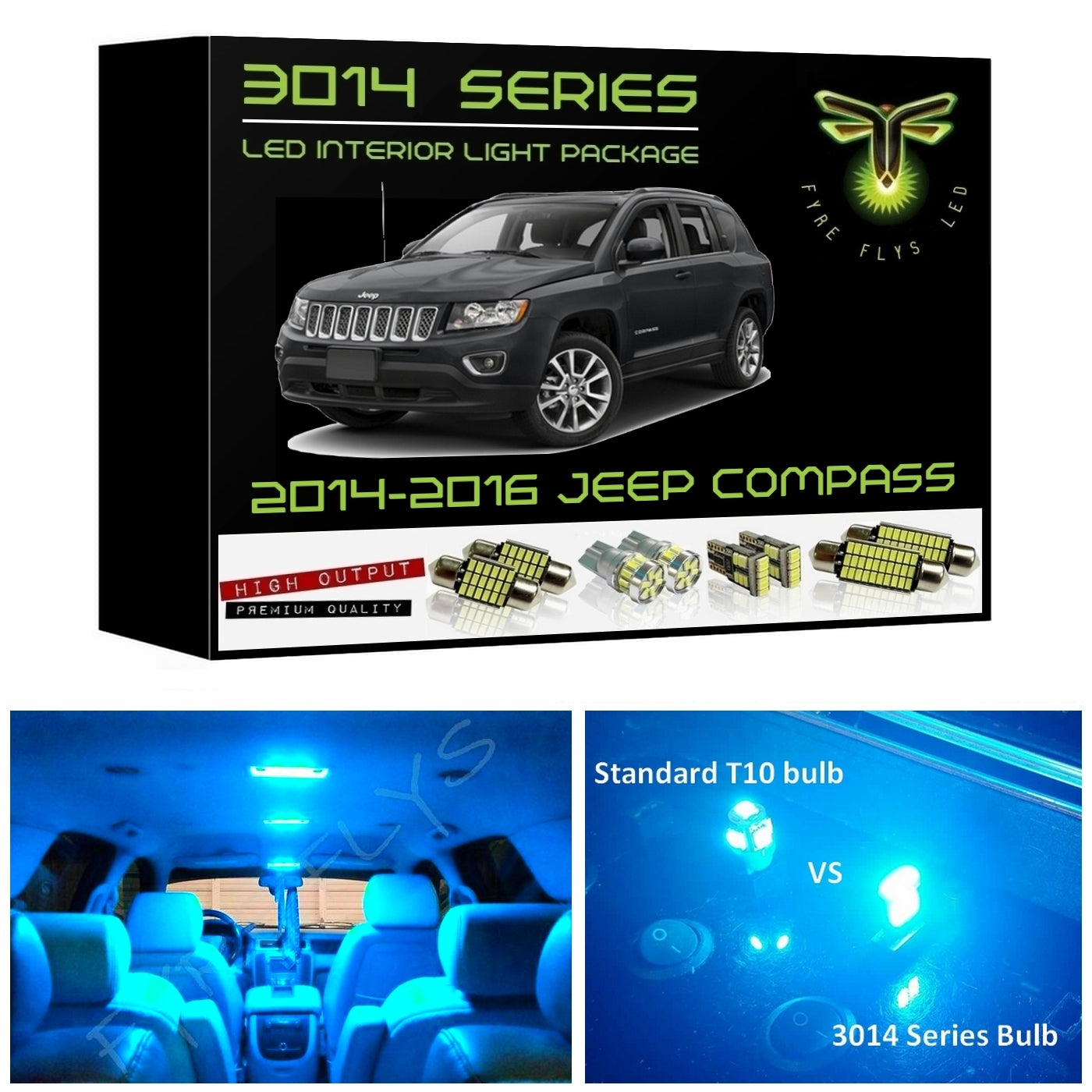 2014-2016 Jeep Compass Ultra Bright 3014 Series LED interior light kit