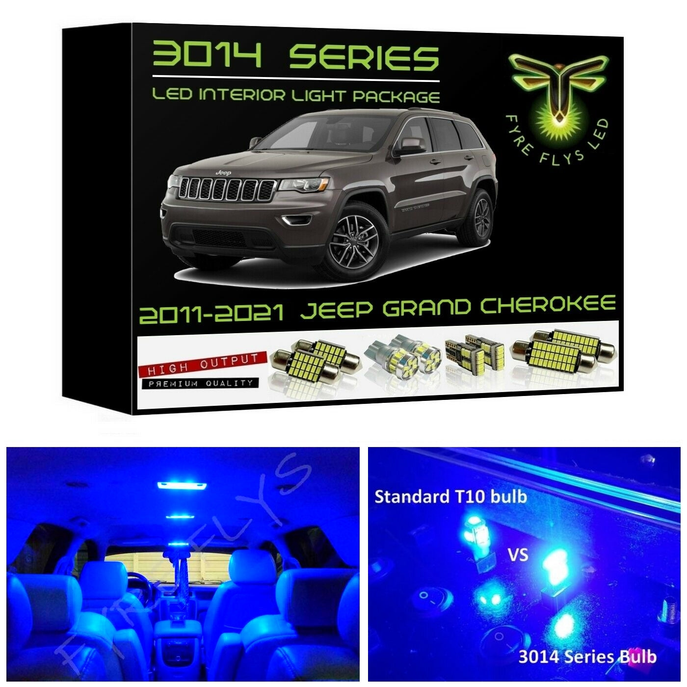 2011-2021 Jeep Grand Cherokee Super Bright 3014 Series LED interior light kit