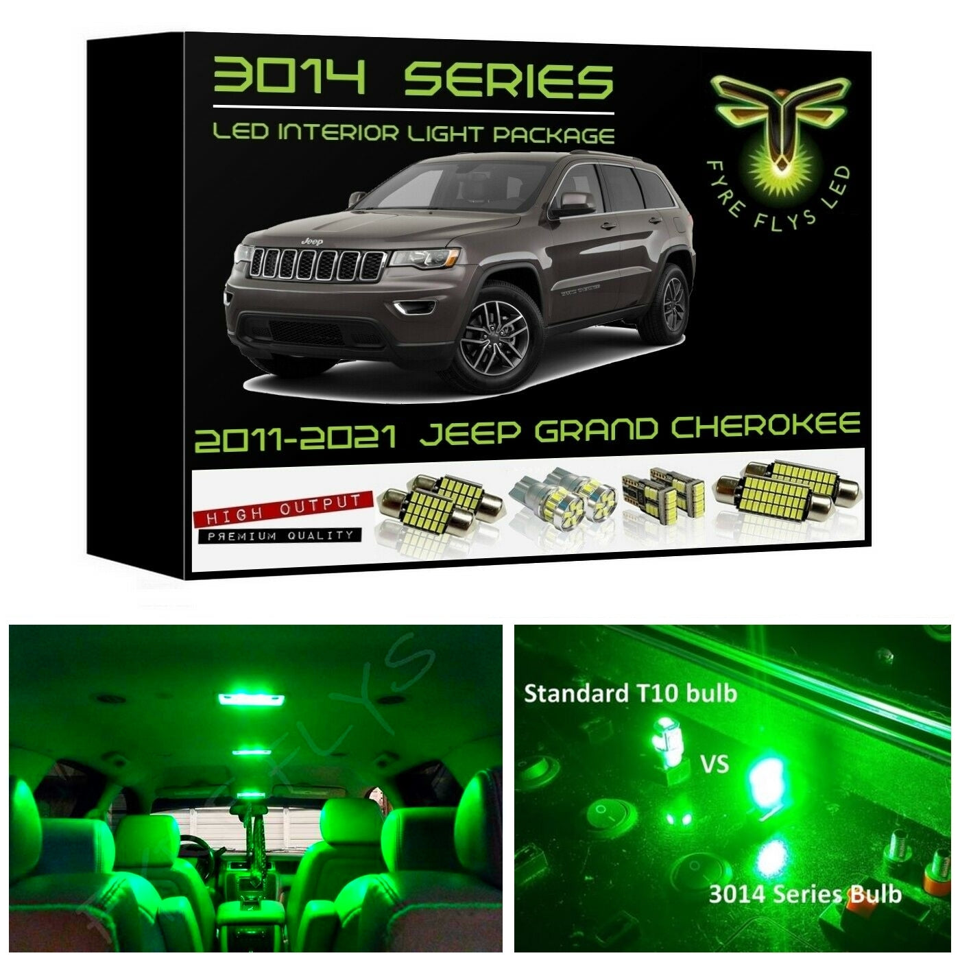 2011-2021 Jeep Grand Cherokee Super Bright 3014 Series LED interior light kit