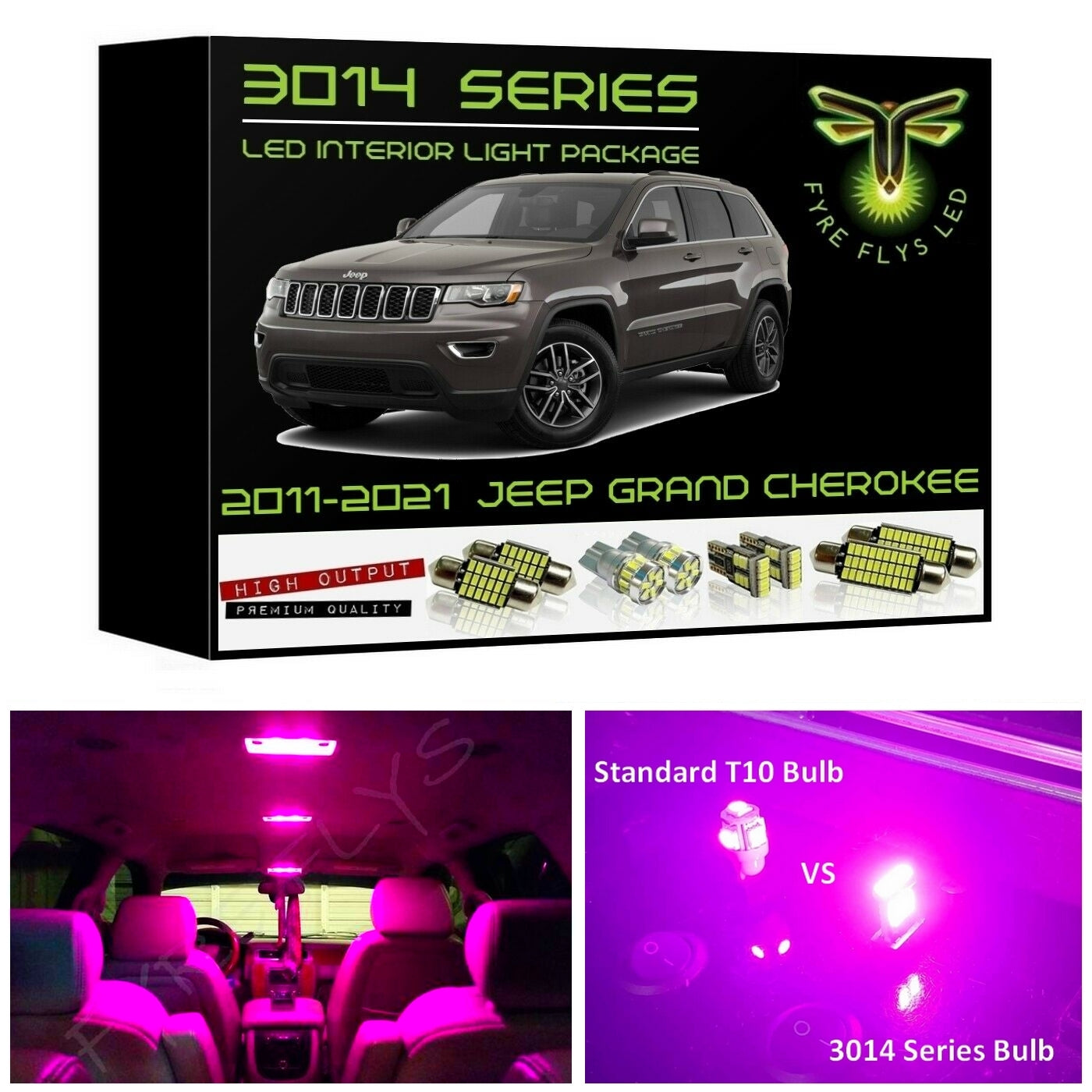 2011-2021 Jeep Grand Cherokee Super Bright 3014 Series LED interior light kit