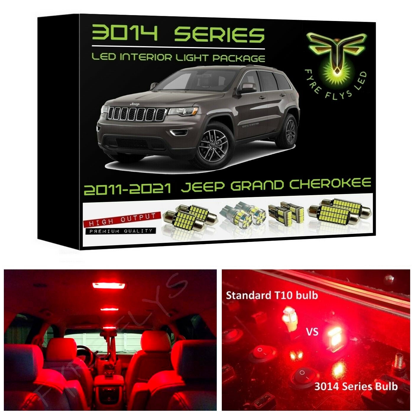 2011-2021 Jeep Grand Cherokee Super Bright 3014 Series LED interior light kit