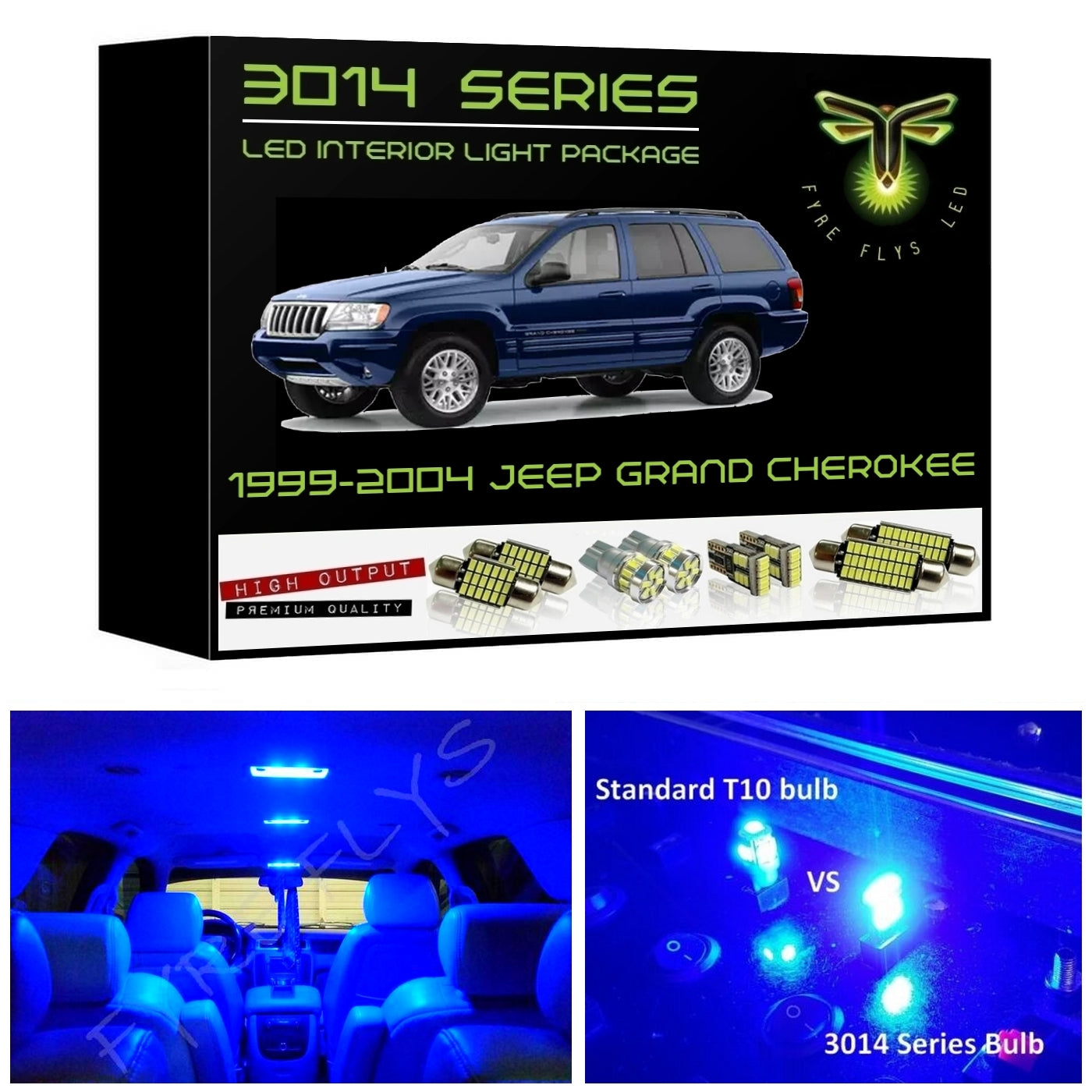 1999-2004 Jeep Grand Cherokee Super Bright 3014 Series LED interior light kit