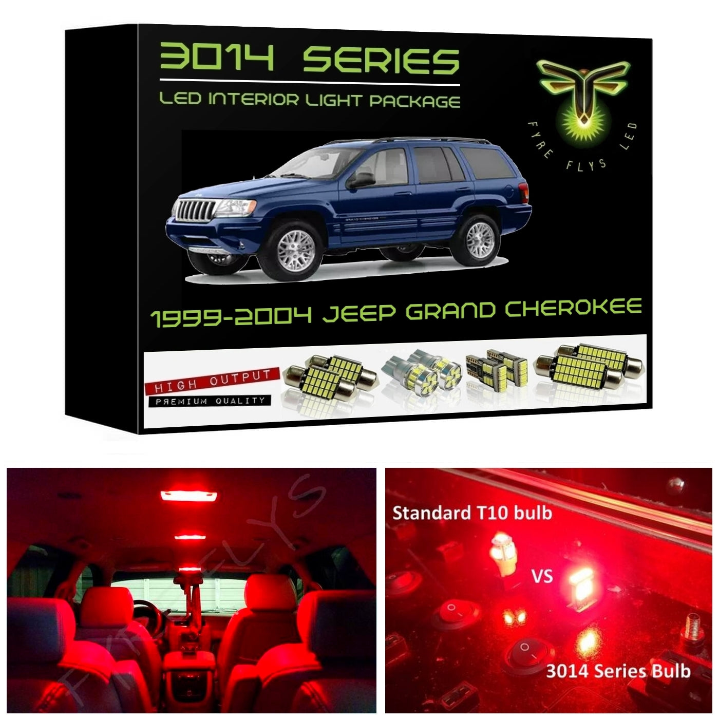1999-2004 Jeep Grand Cherokee Super Bright 3014 Series LED interior light kit