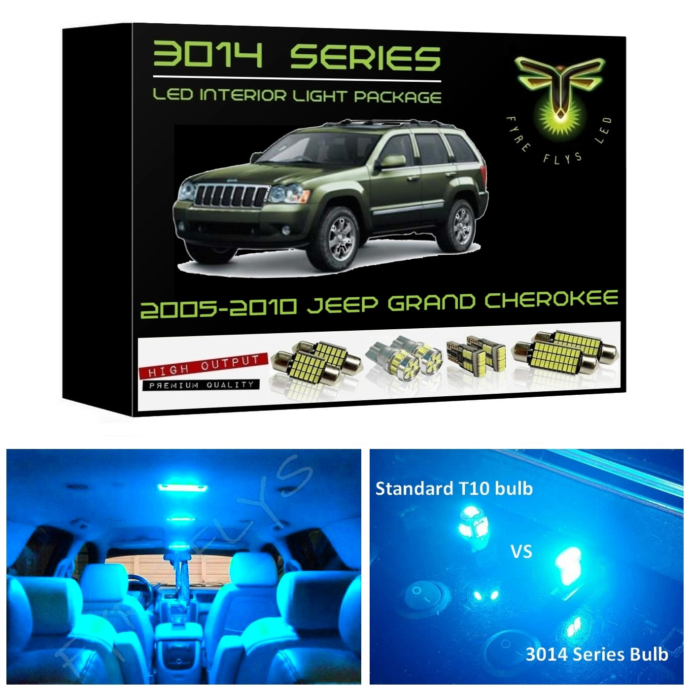 2005-2010 Jeep Grand Cherokee Super Bright 3014 Series LED interior light kit