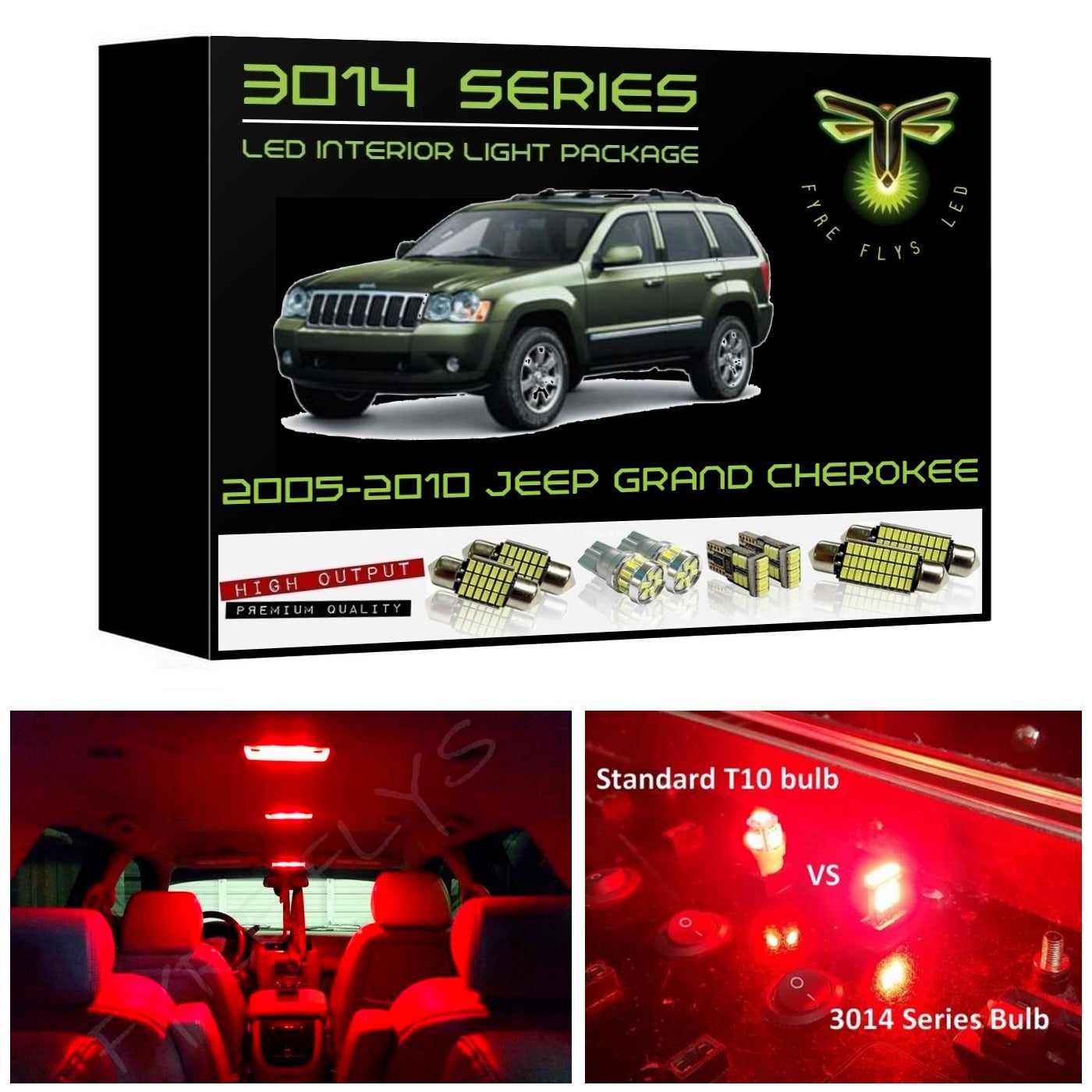 2005-2010 Jeep Grand Cherokee Super Bright 3014 Series LED interior light kit