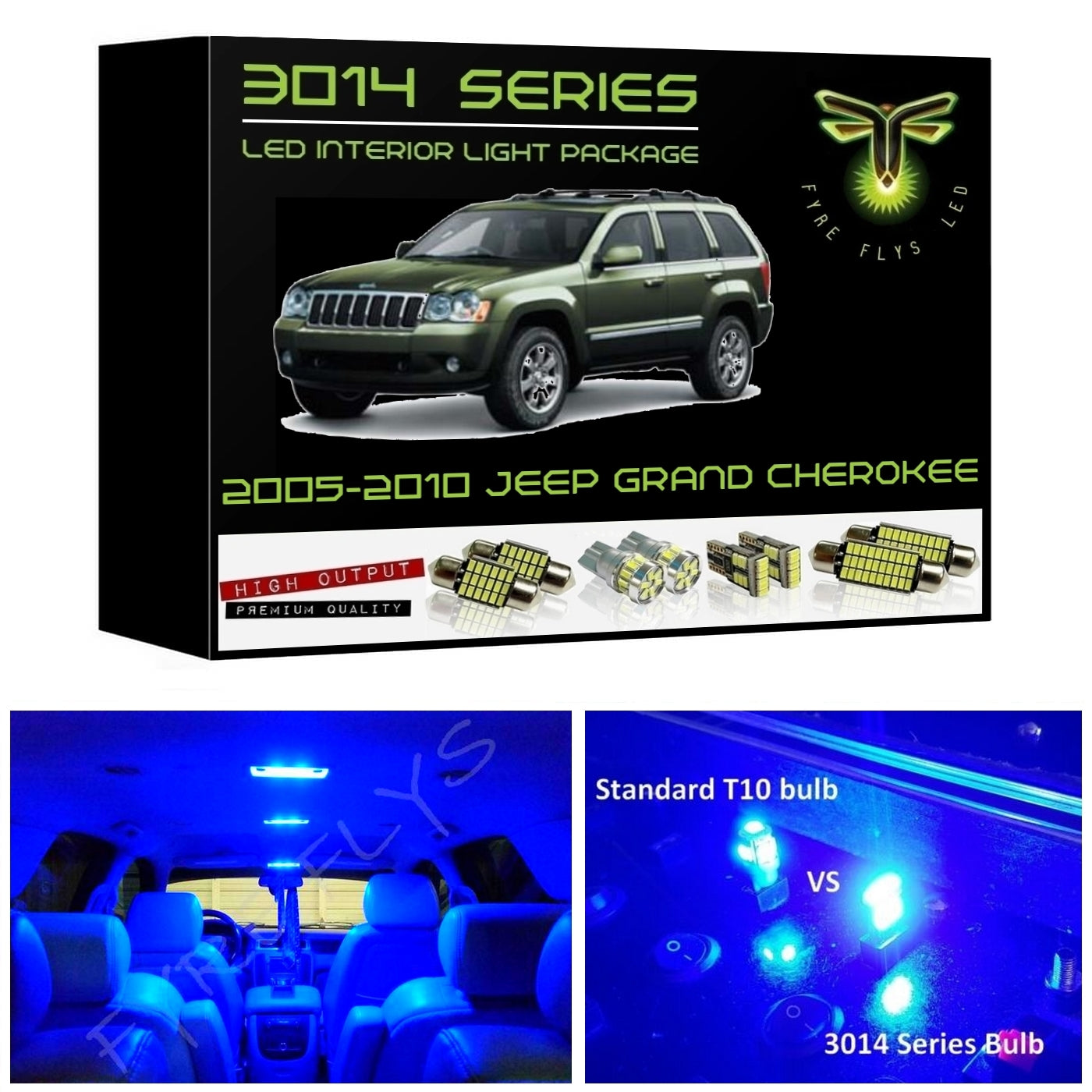 2005-2010 Jeep Grand Cherokee Super Bright 3014 Series LED interior light kit
