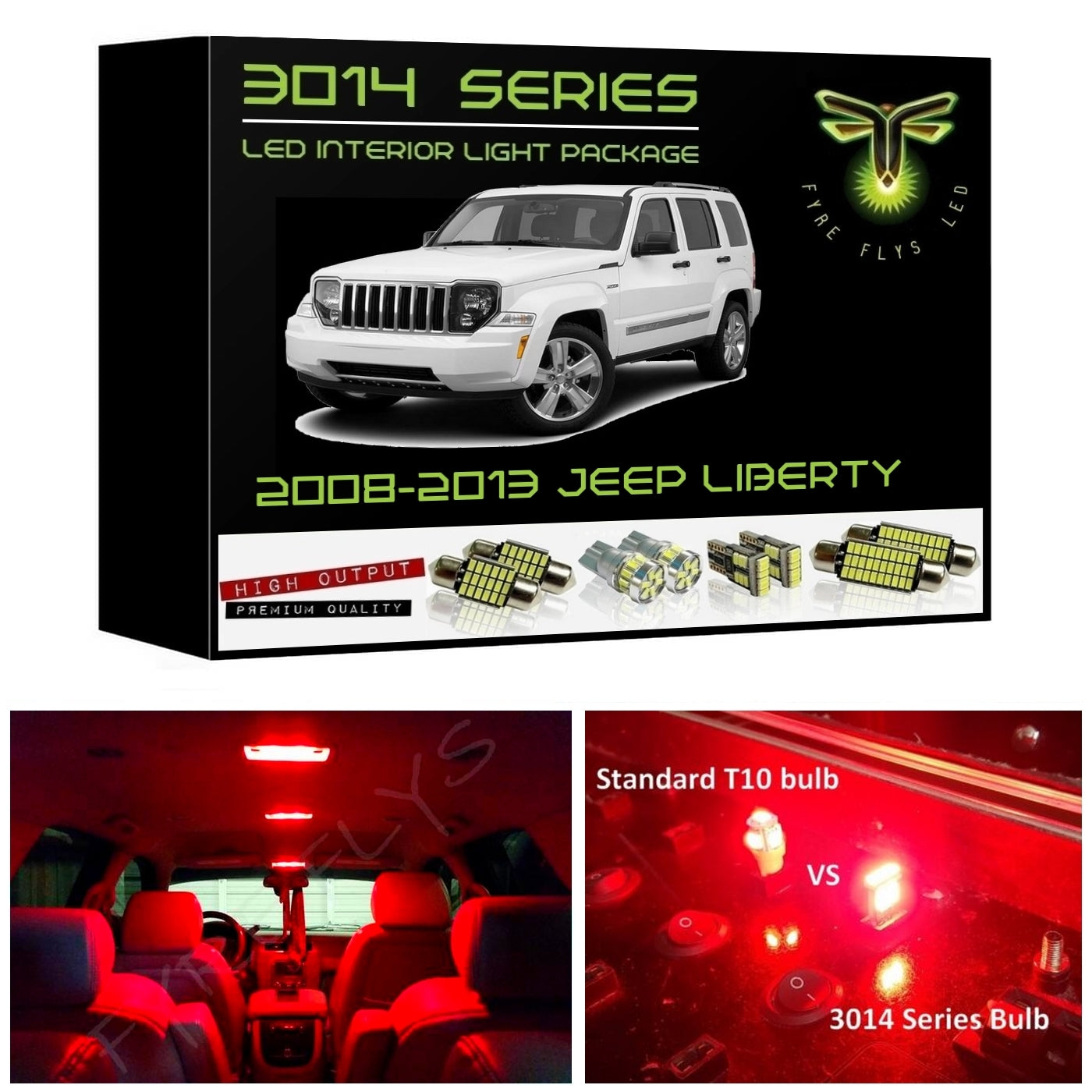 2008-2013 Jeep Liberty Super Bright 3014 Series LED interior light kit