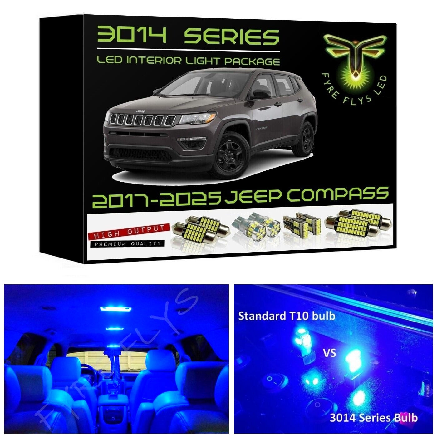2017-2025 Jeep Compass Ultra Bright 3014 Series LED interior light kit