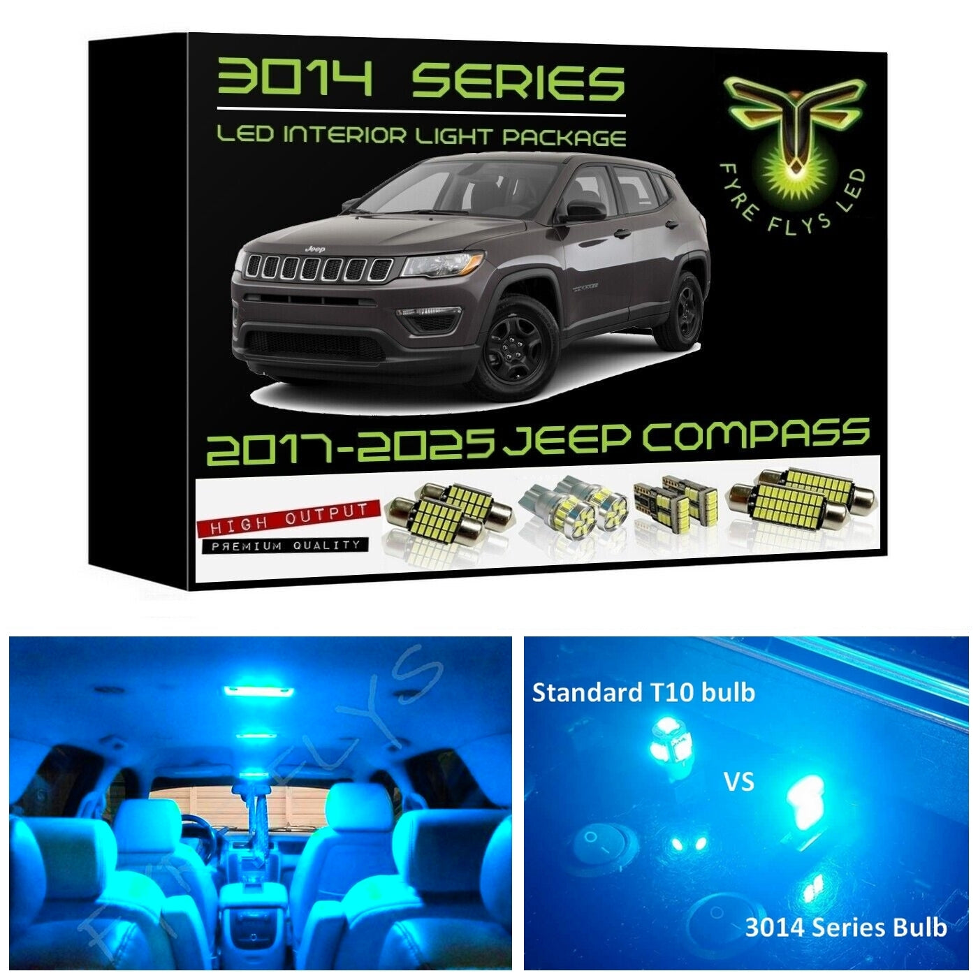 2017-2025 Jeep Compass Ultra Bright 3014 Series LED interior light kit