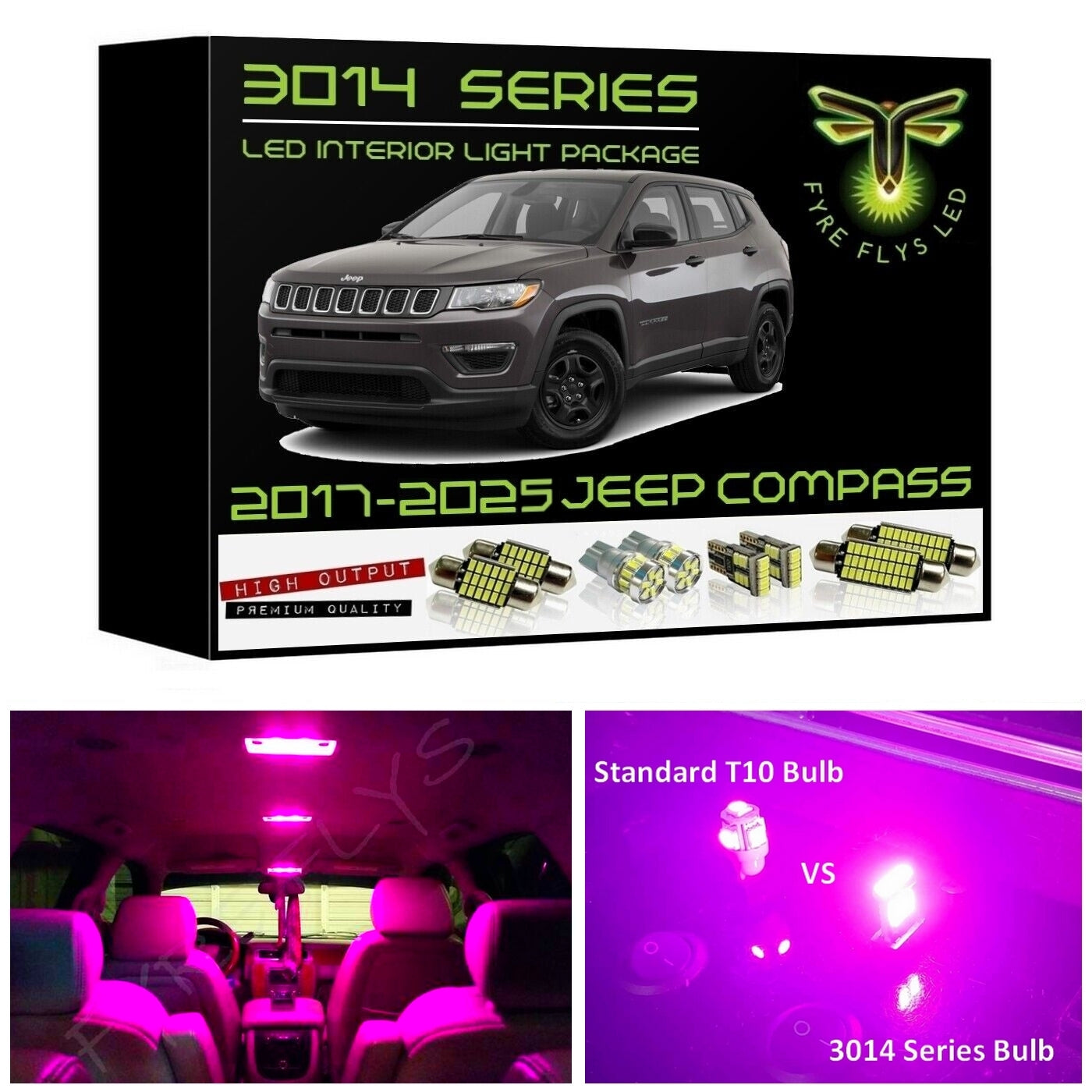 2017-2025 Jeep Compass Ultra Bright 3014 Series LED interior light kit