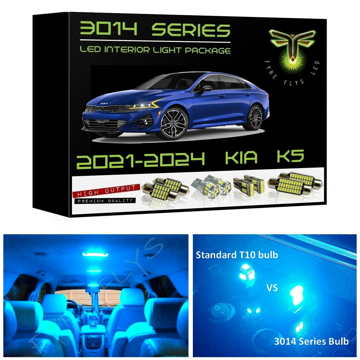2021-2024 Kia K5 Super Bright 3014 Series LED interior light kit