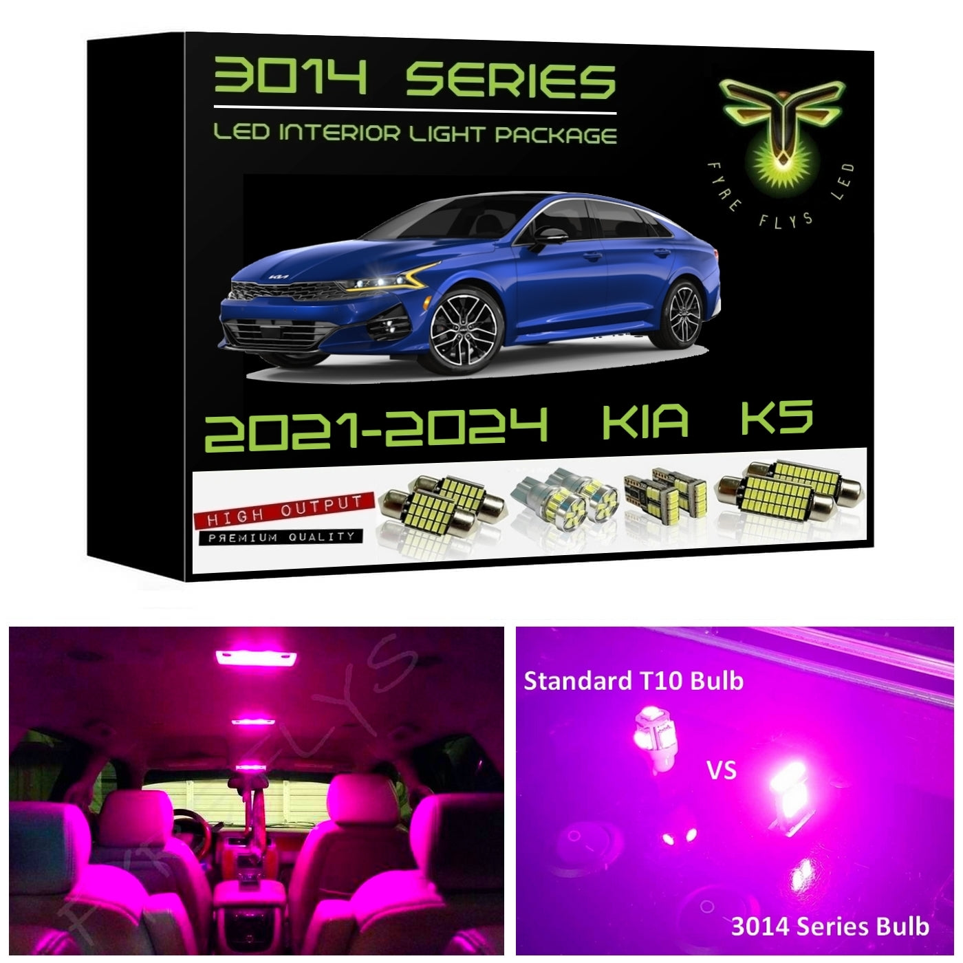 2021-2024 Kia K5 Super Bright 3014 Series LED interior light kit