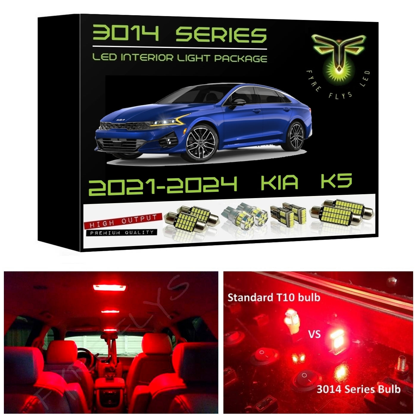 2021-2024 Kia K5 Super Bright 3014 Series LED interior light kit