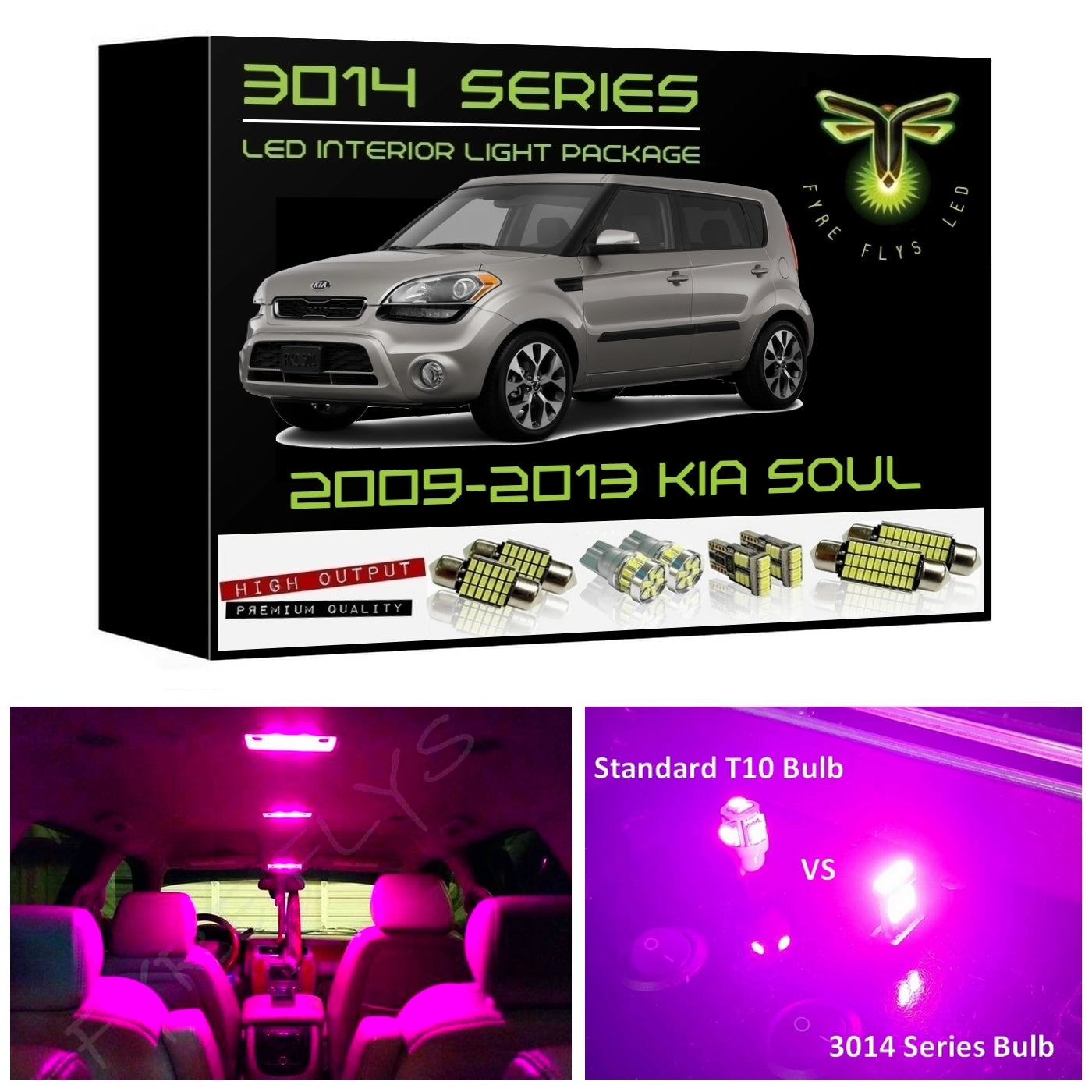 2009-2013 Kia Soul Super Bright 3014 Series LED interior light kit