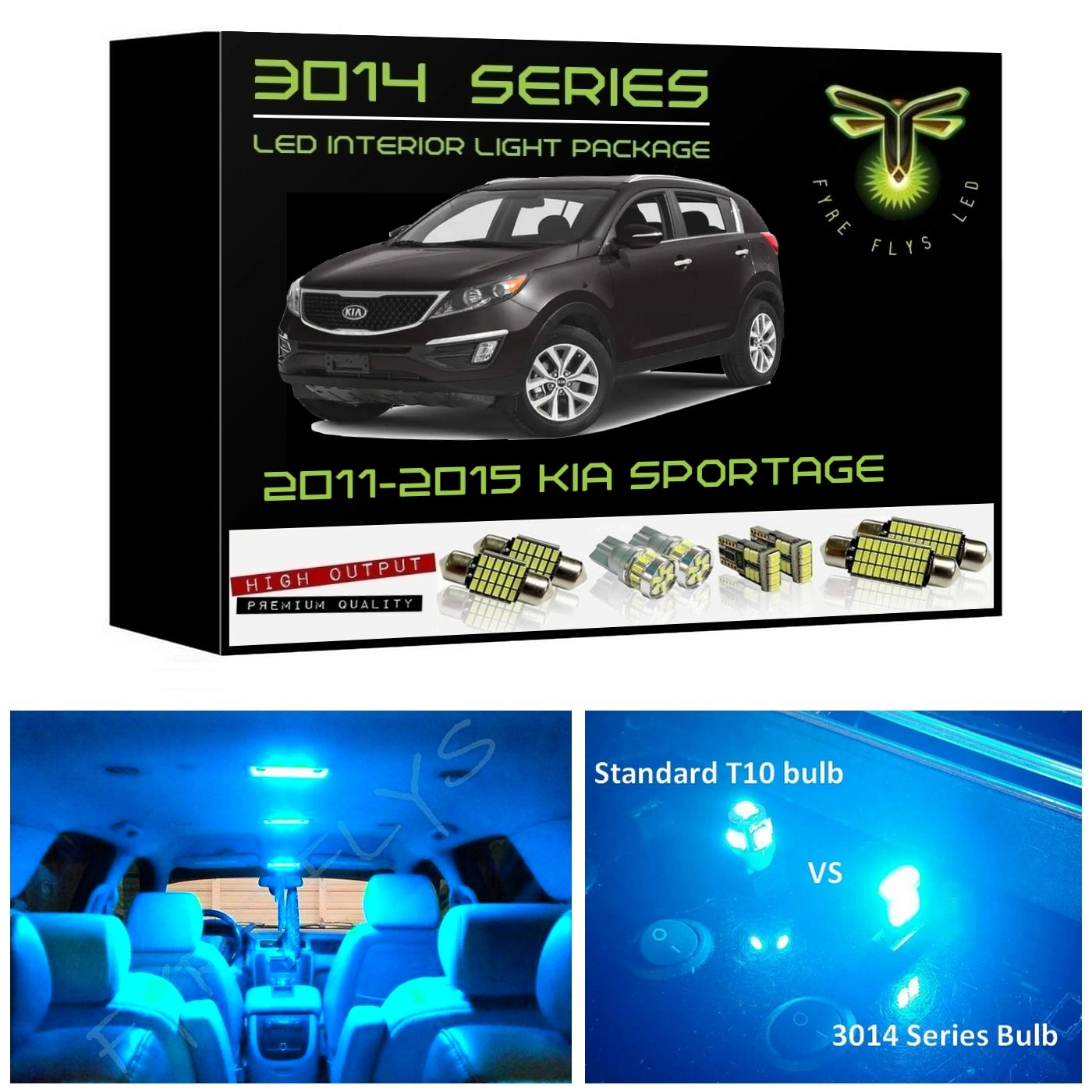2011-2015 Kia Sportage Super Bright 3014 Series LED interior light kit