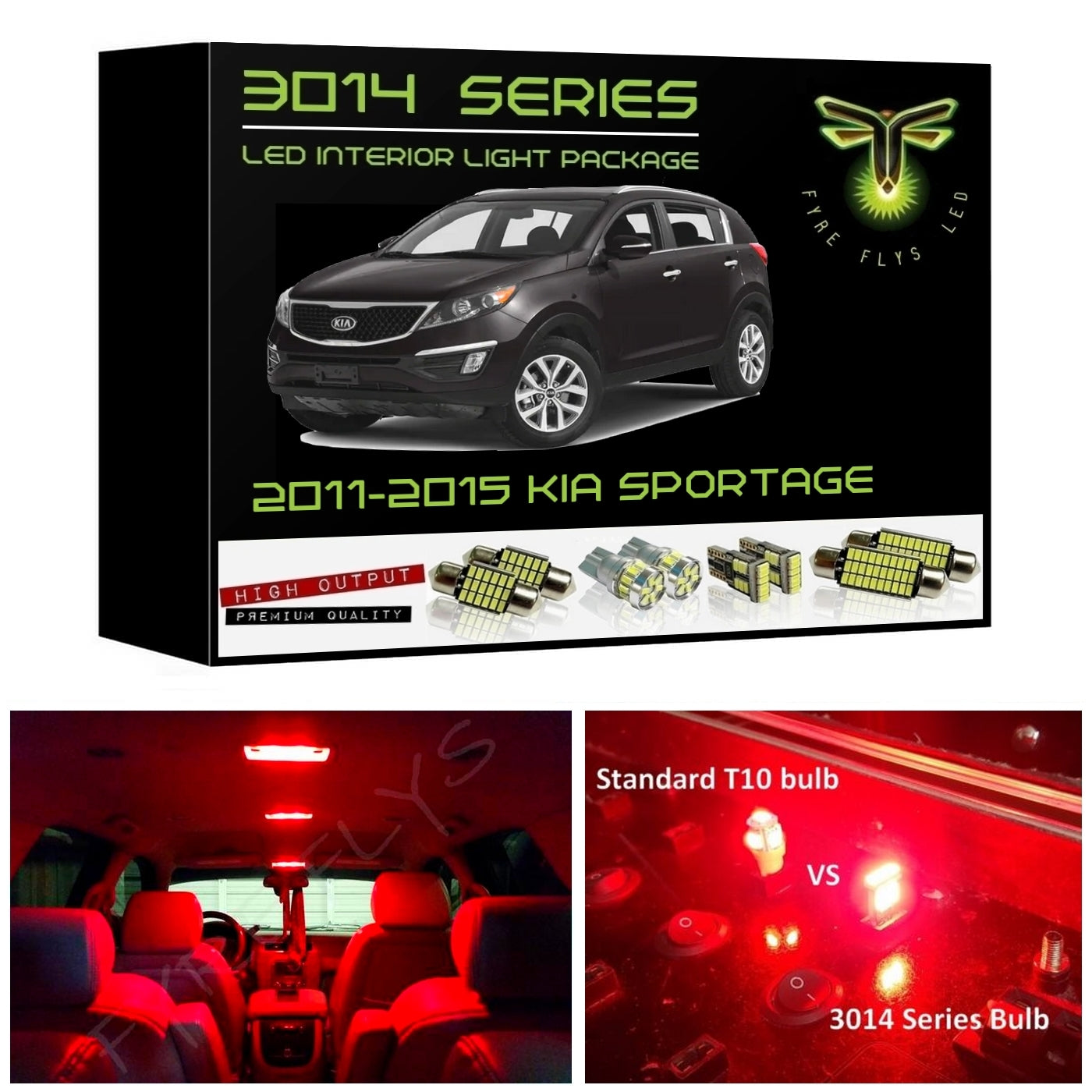 2011-2015 Kia Sportage Super Bright 3014 Series LED interior light kit