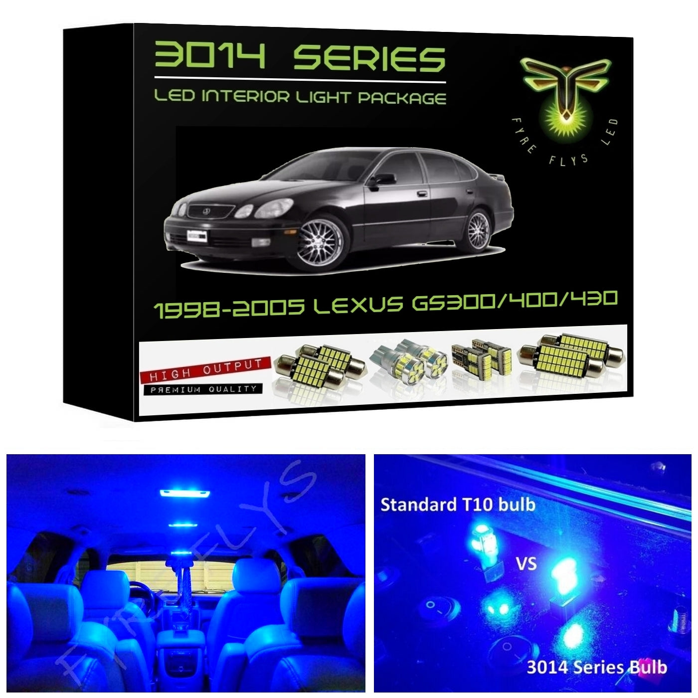 1998-2005 Lexus GS300 GS400 or GS430 3014 Series LED interior light kit