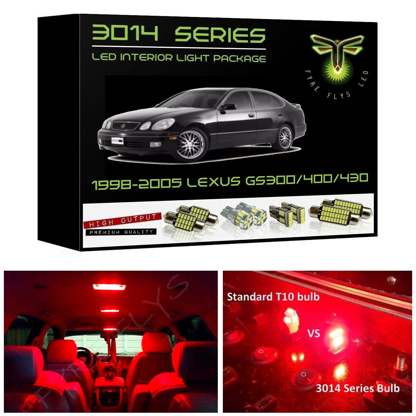 1998-2005 Lexus GS300 GS400 or GS430 3014 Series LED interior light kit