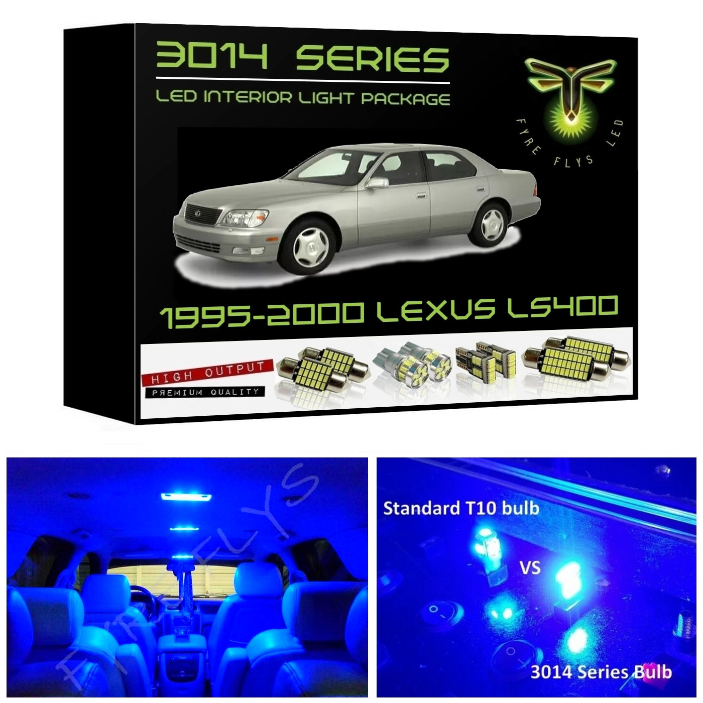 1995-2000 Lexus LS-400 Super Bright 3014 Series LED interior light kit