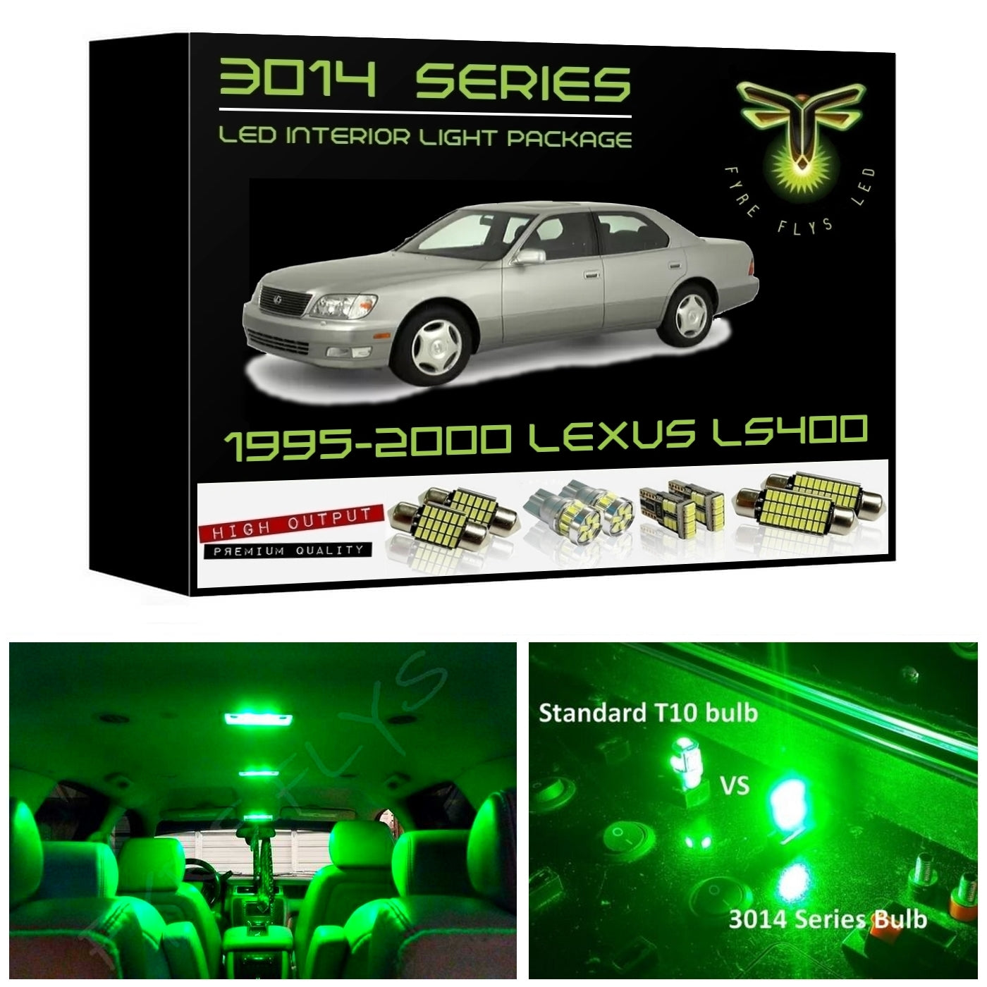 1995-2000 Lexus LS-400 Super Bright 3014 Series LED interior light kit
