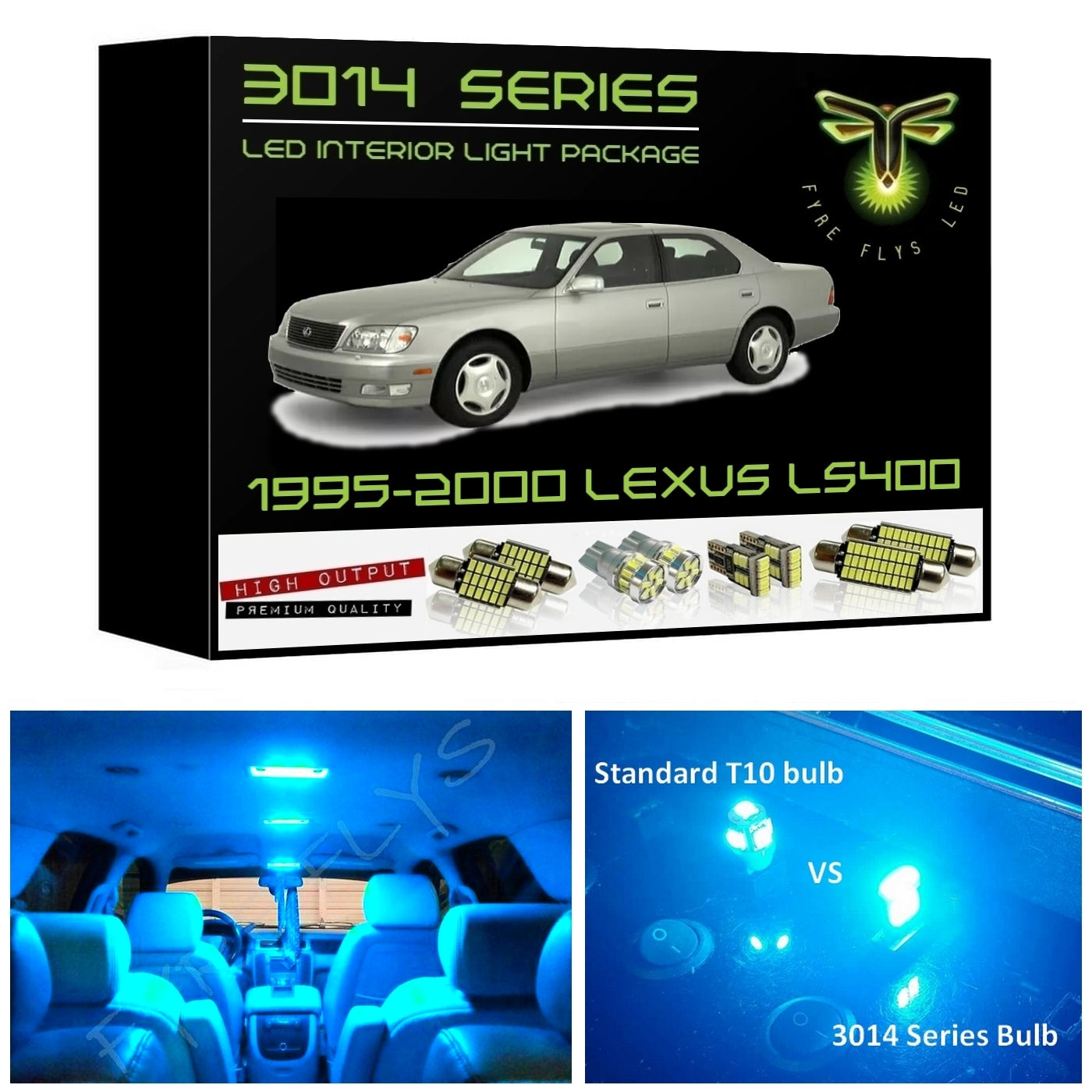 1995-2000 Lexus LS-400 Super Bright 3014 Series LED interior light kit