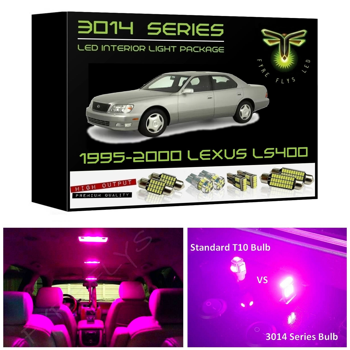 1995-2000 Lexus LS-400 Super Bright 3014 Series LED interior light kit