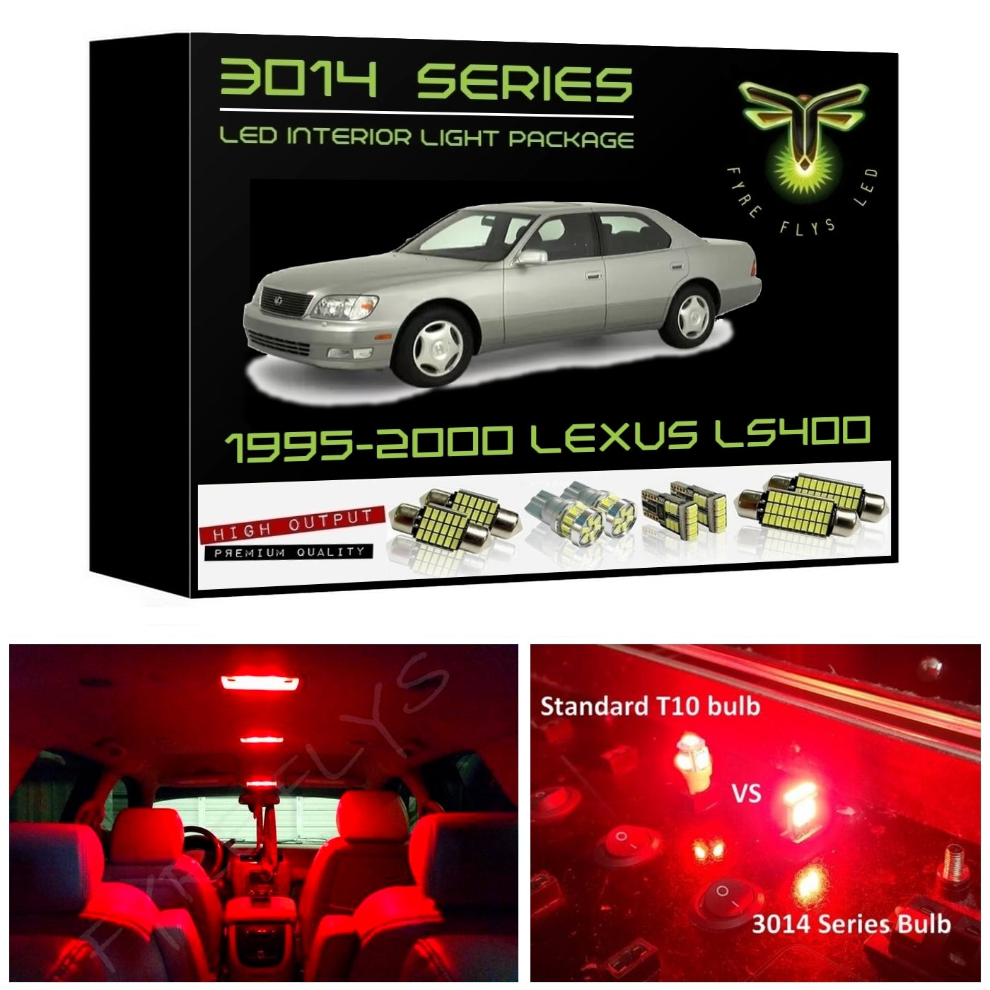 1995-2000 Lexus LS-400 Super Bright 3014 Series LED interior light kit