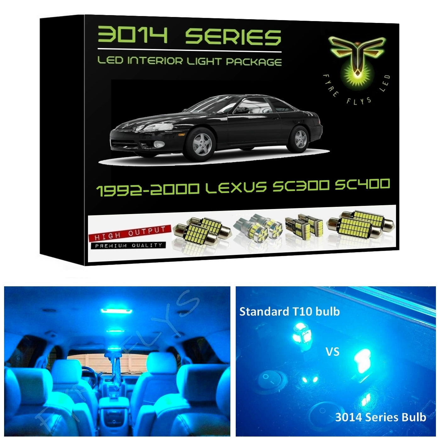 1992-2000 Lexus SC300 SC400 Ultra Bright 3014 Series LED interior light kit